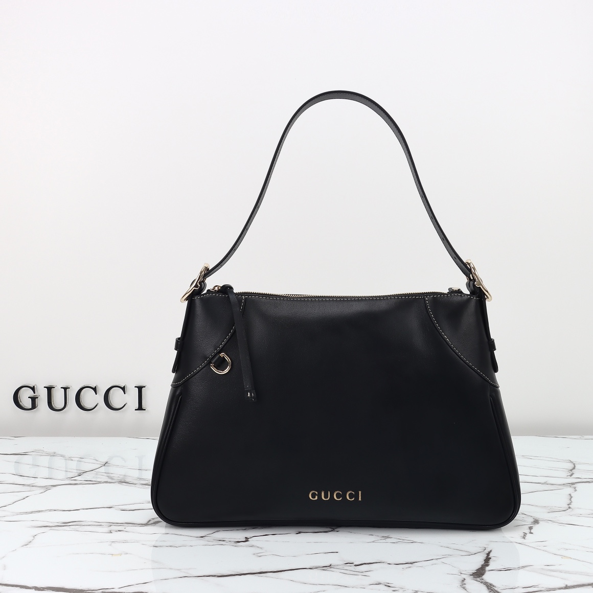 Gucci Leather gg emblem structured shoulder bag