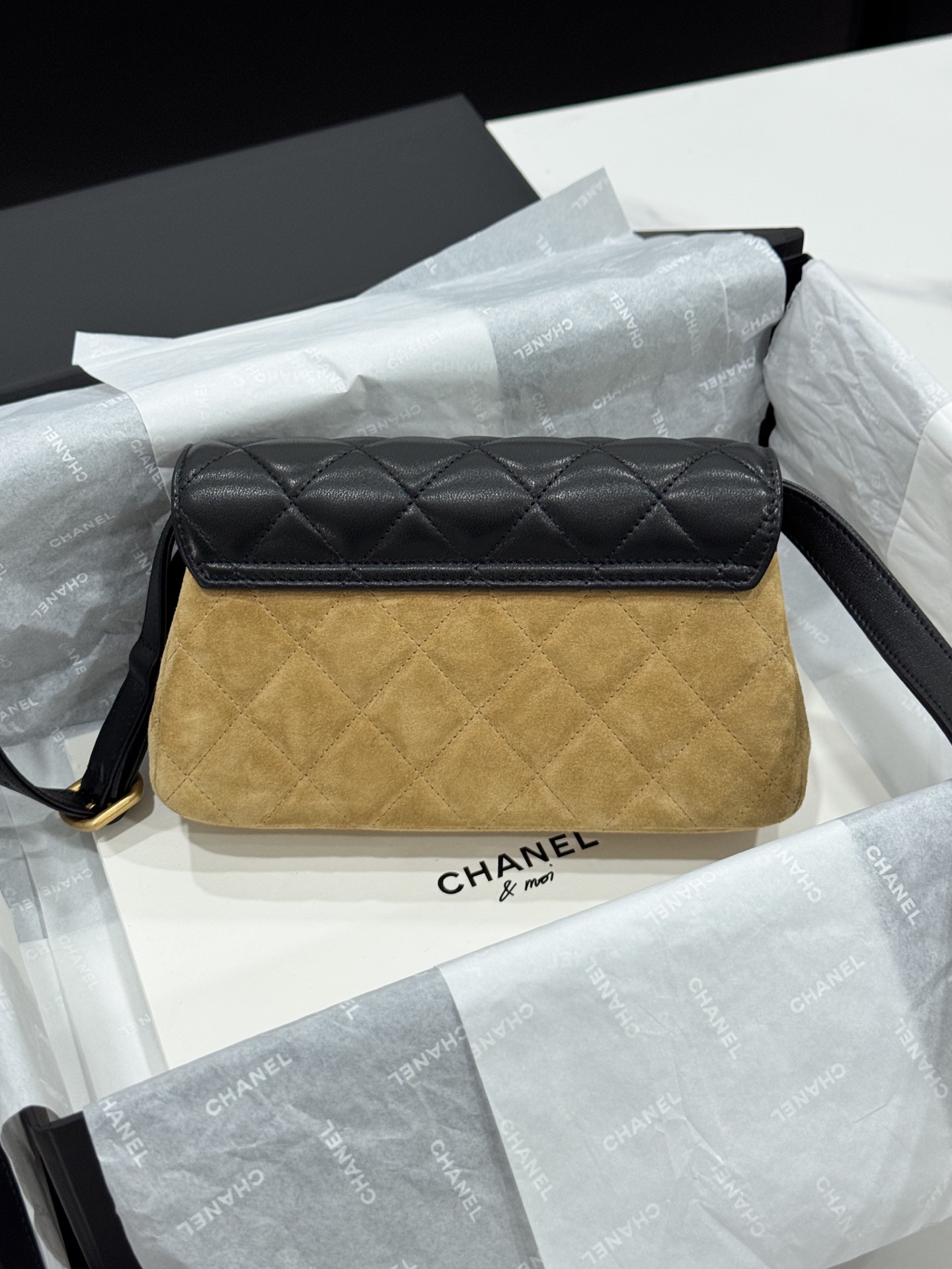 Chanel 25A Khaki Suede Mini Bag