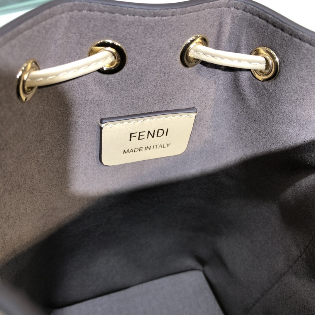 FENDI-Calfskin FF Logo Bucket Bag-Pink