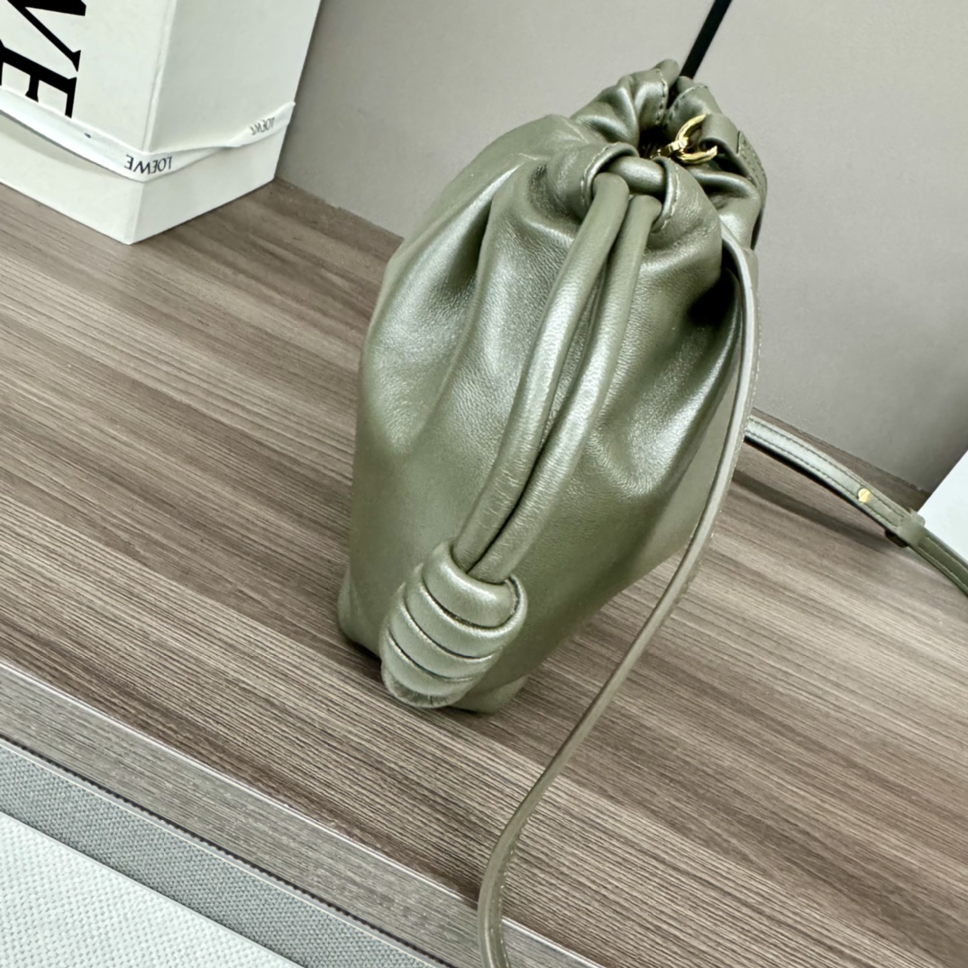 LOEWE-Mini Flamenco clutch in nappa calfskin-Khaki Green