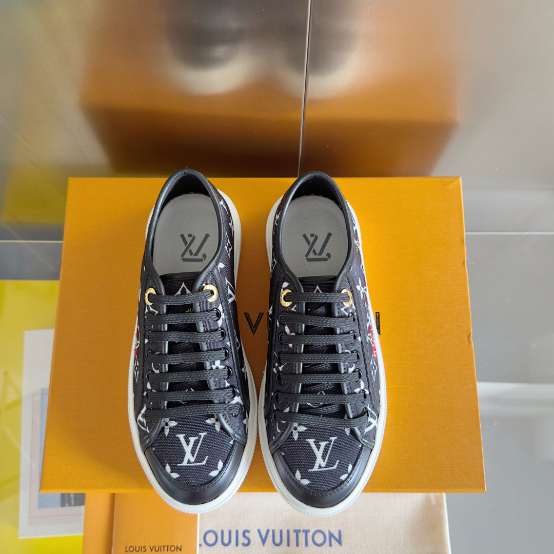 LV Lagoon Denim Monogram Embossed Canvas Sneakers-cherry