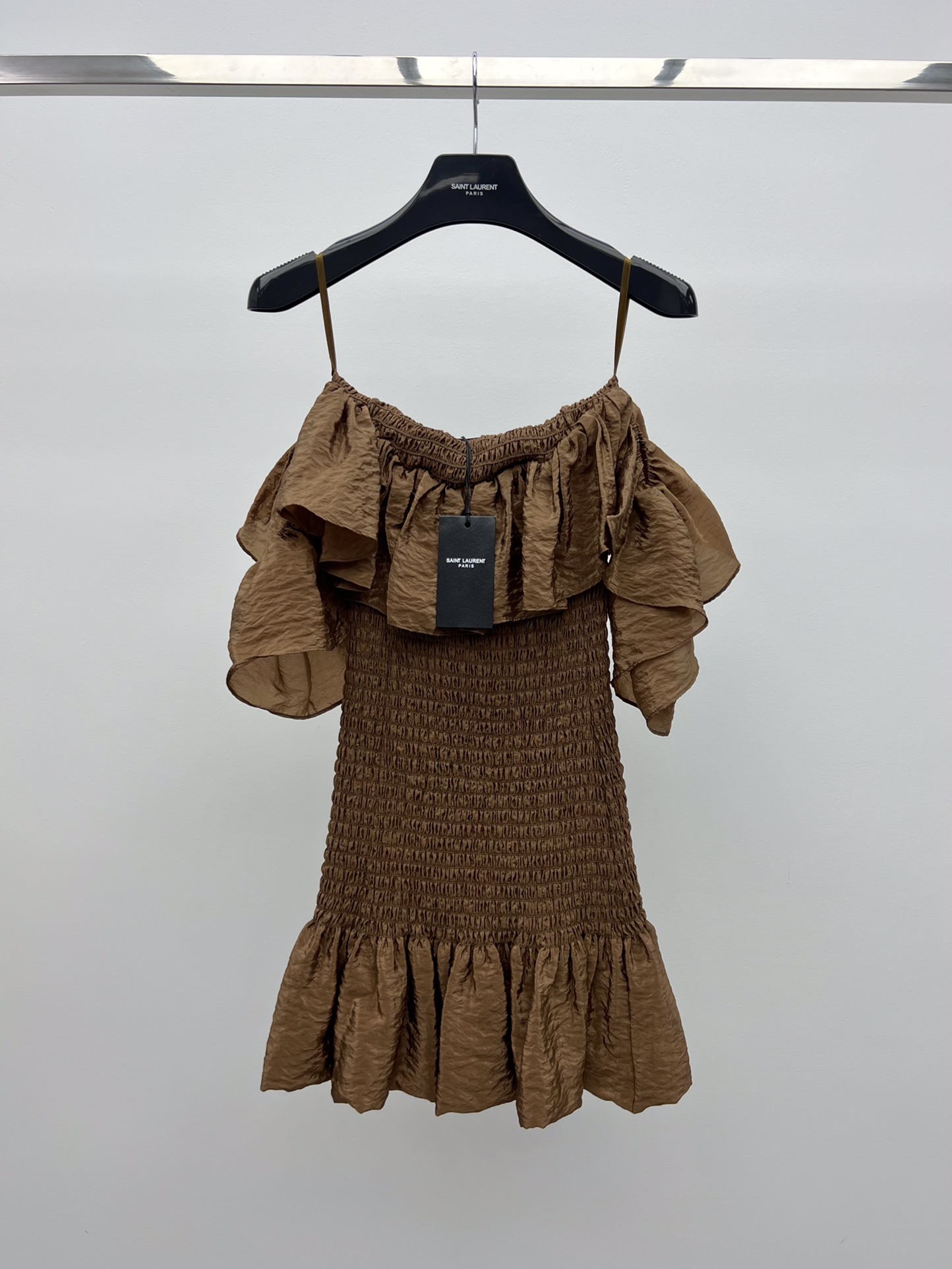 YSL-pleated wrap dress