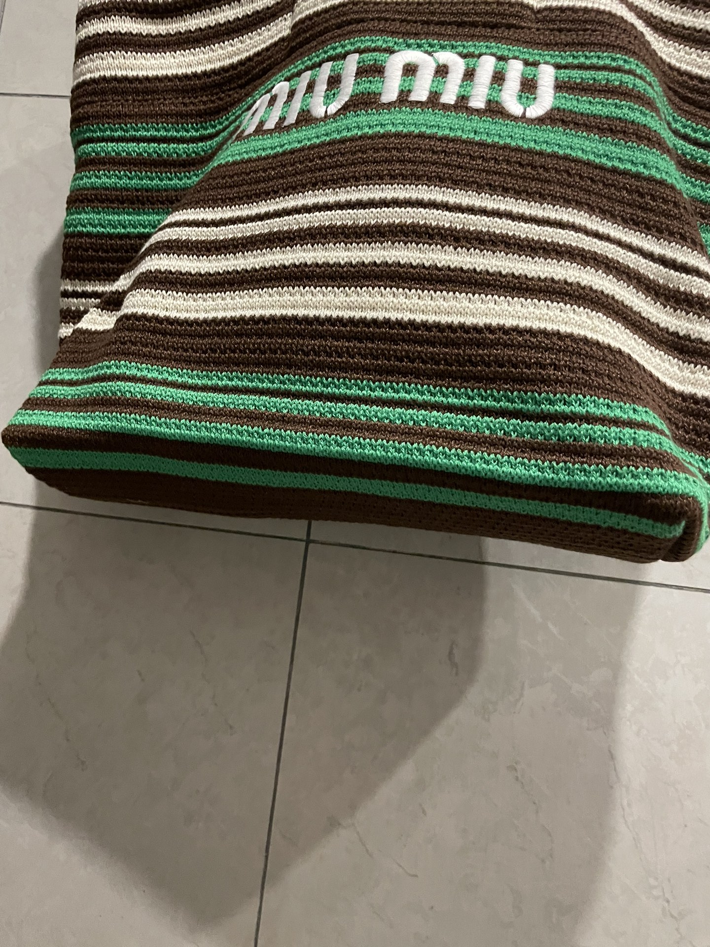 Miu Miu-Raffia woven tote bag