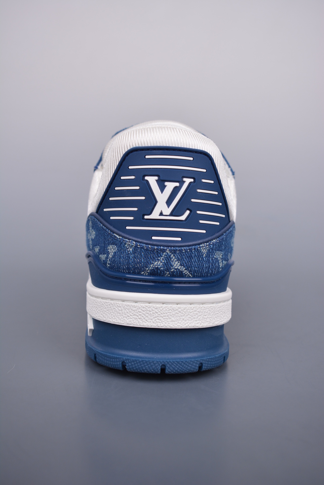 Louis Vuitton Trainer Sneaker Monogram Denim White Blue 1A9JH1