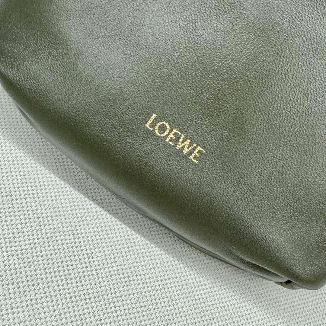 LOEWE-Mini Flamenco clutch in nappa calfskin-Khaki Green