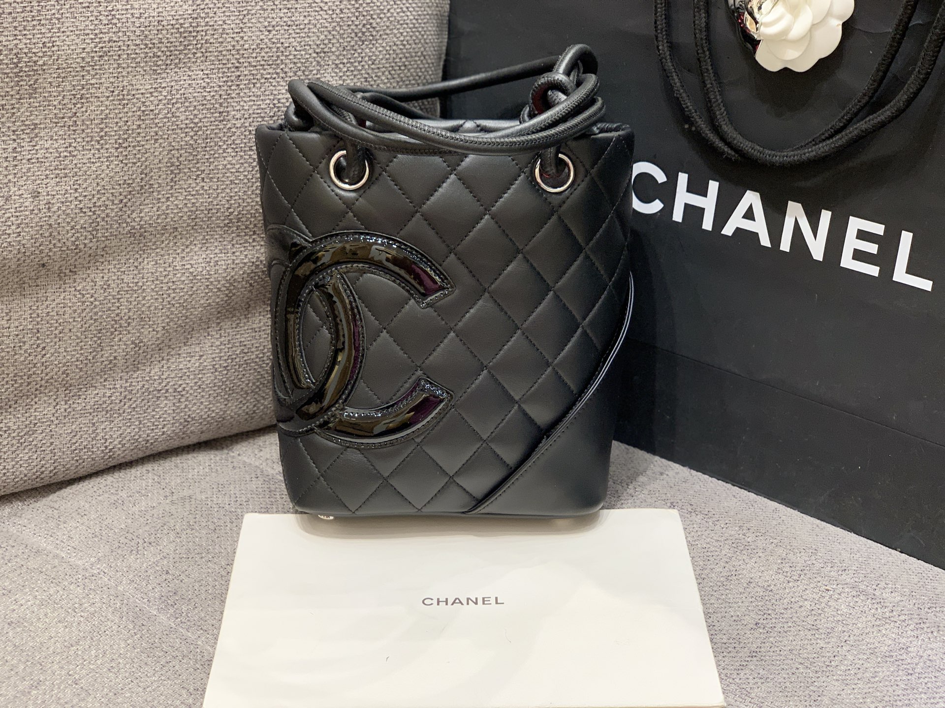 Chanel-CHANEL Black Quilted Leather Crossbody Bag
