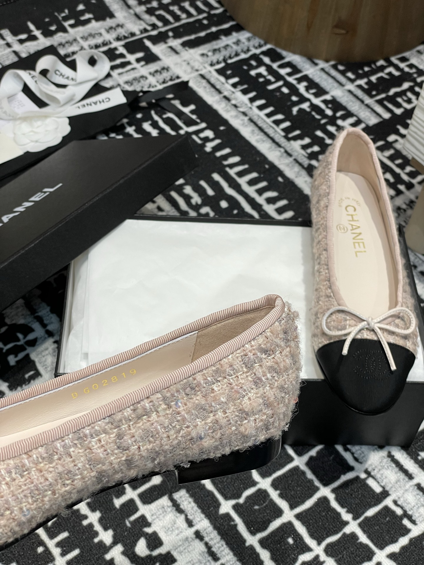 Chanel bow ballet flat shoes