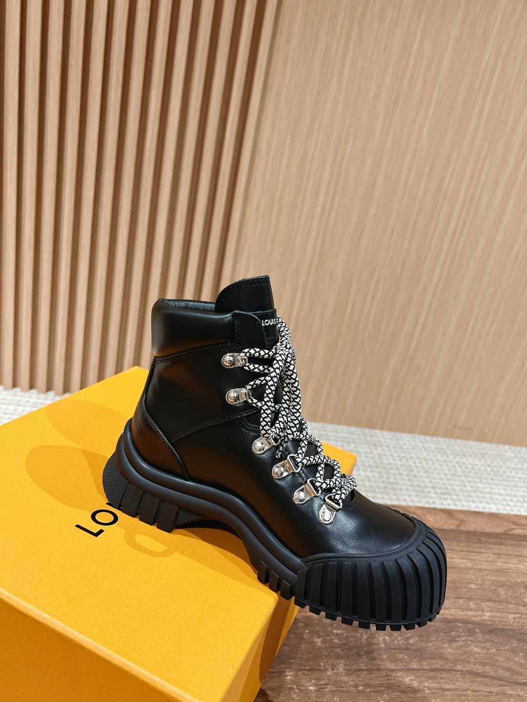 Louis Vuitton Calfskin Patent Monogram Ruby Flat Ranger Boots