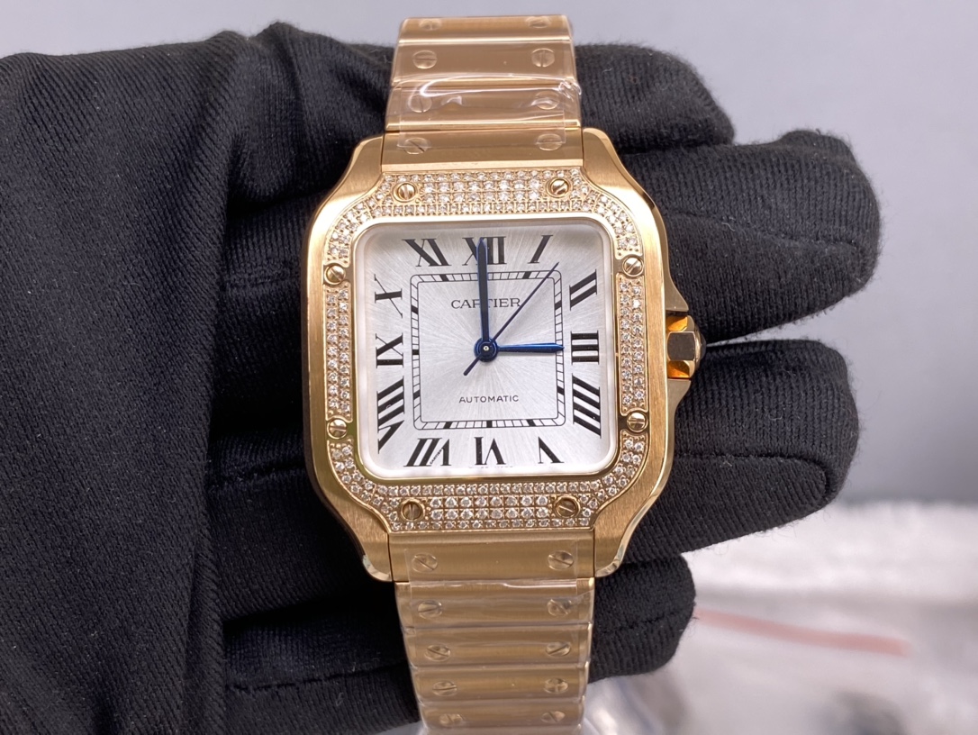 Cartier Santos Ladies Diamond Watch