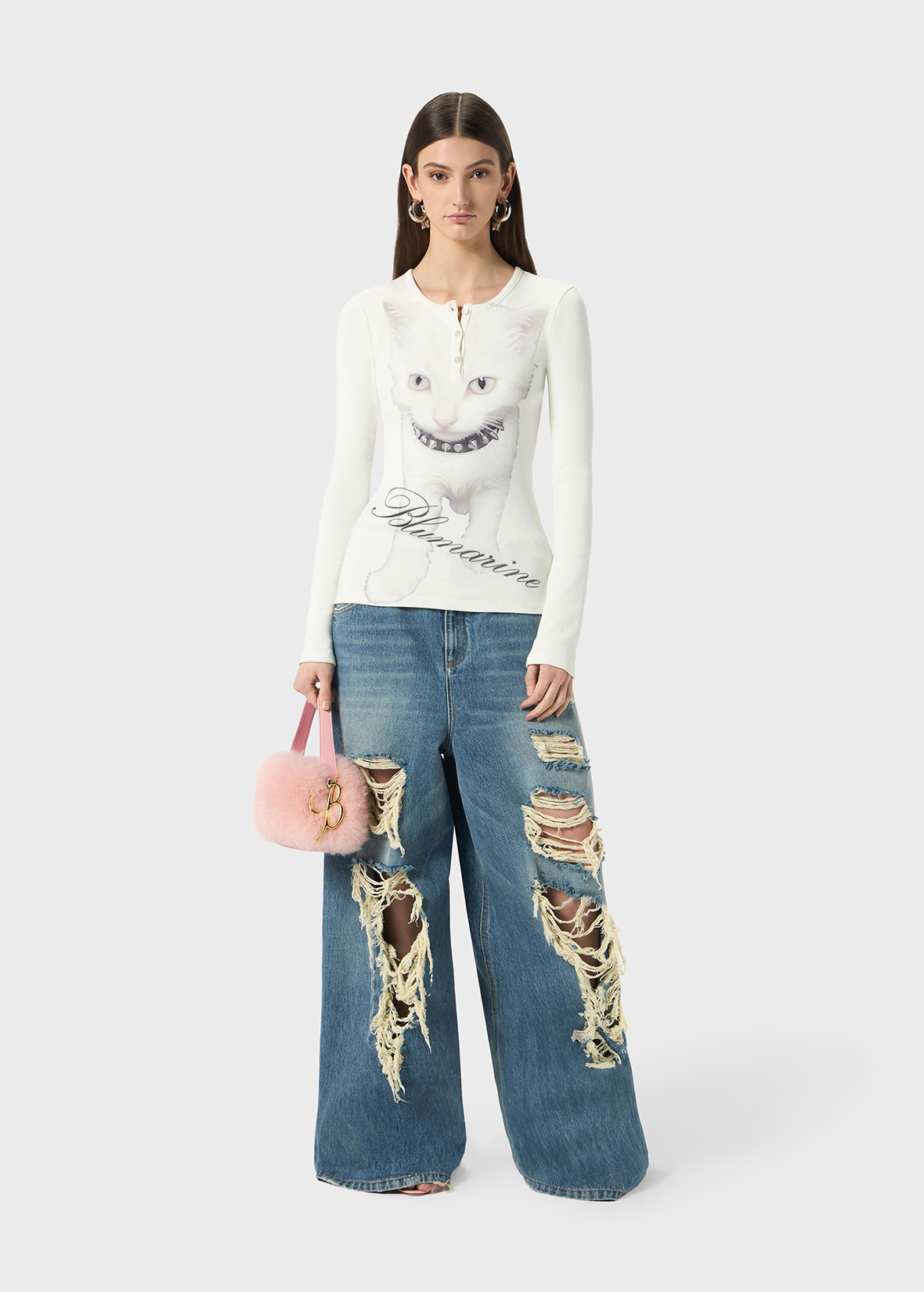Blumarine JERSEY SWEATER WITH PRINT