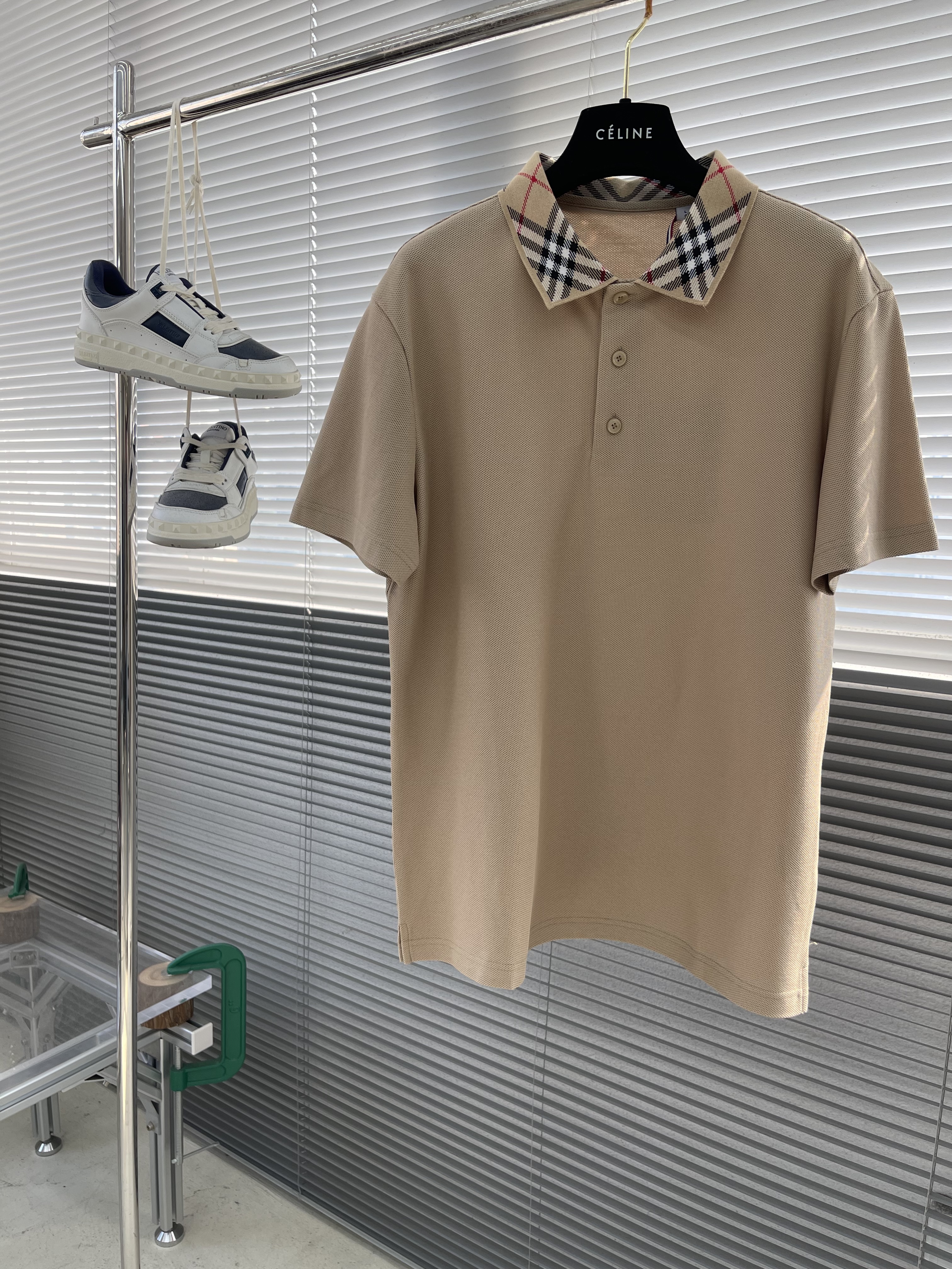 BBR Contrast Check Collar Ribbed Piqué Turn-Down Collar Polo