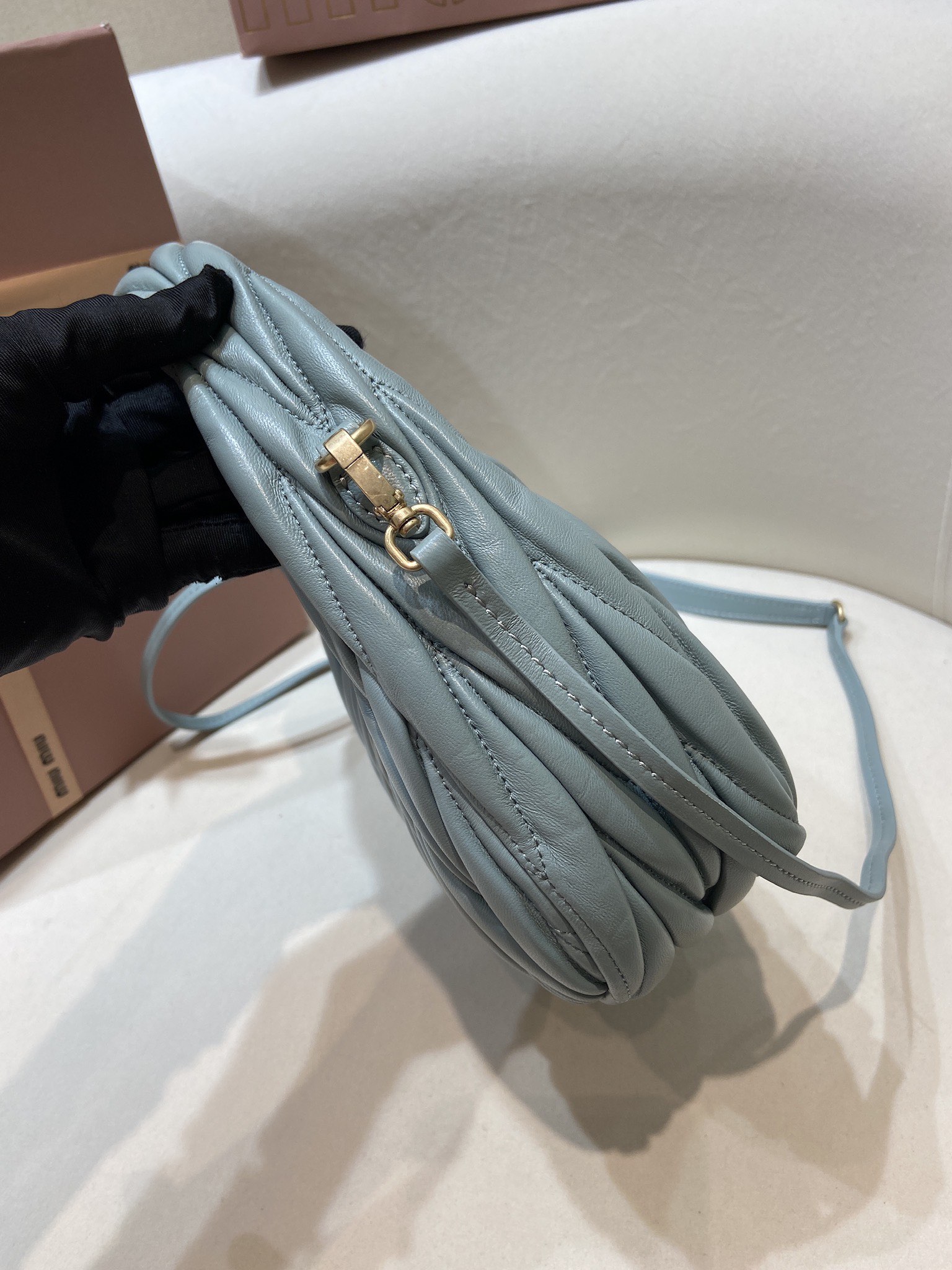 MIUMIU Wander matelassé nappa leather hobo bag