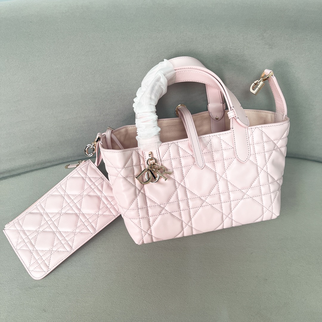 Dior Caro Dahlia Wallet Pale Pink Supple Cannage Calfskin