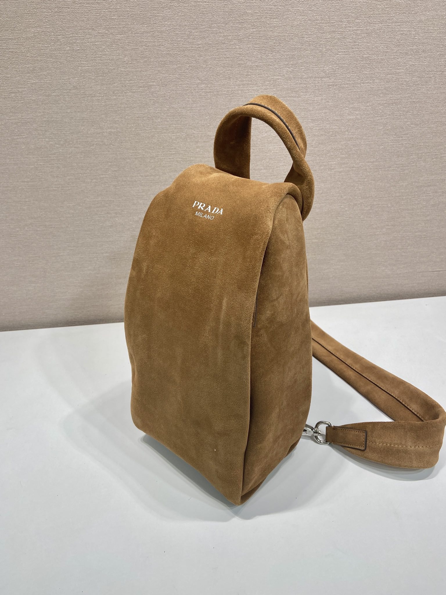 PRADA Distressed Leather Crossbody Bag