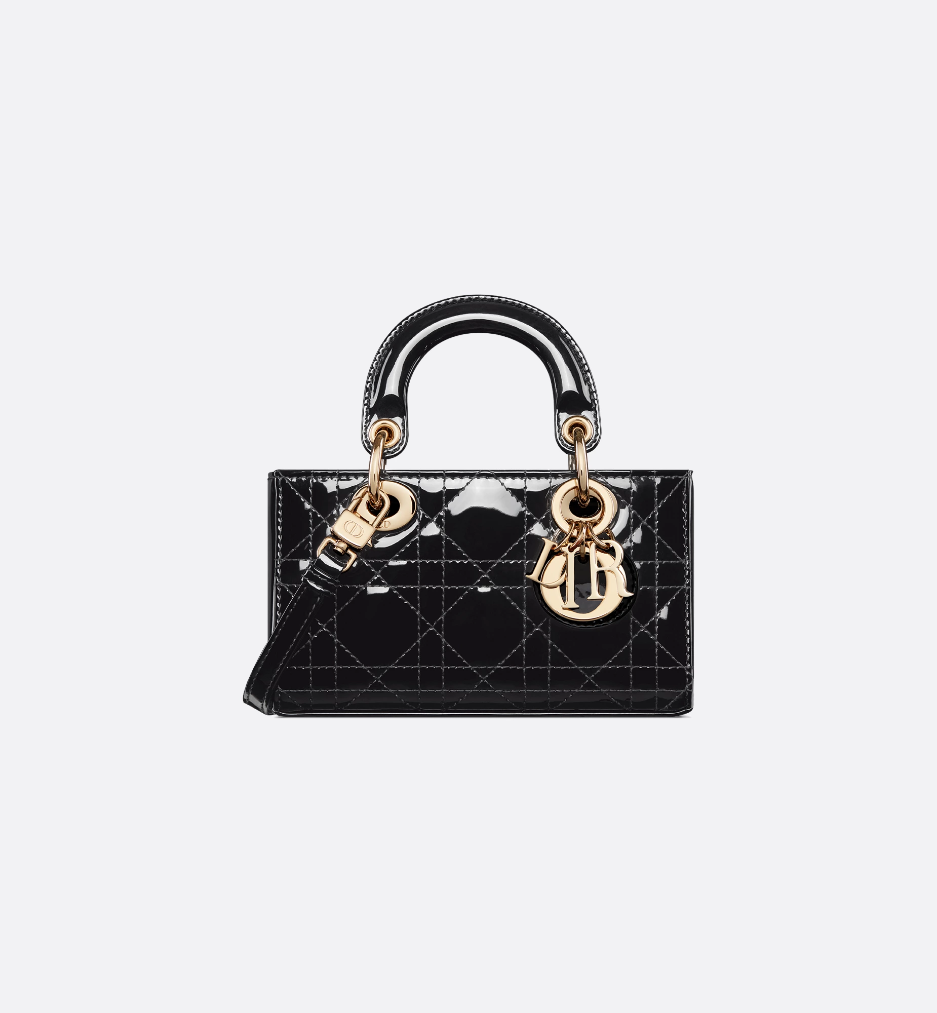 Lady D-Joy Micro Bag Black Patent Cannage Calfskin