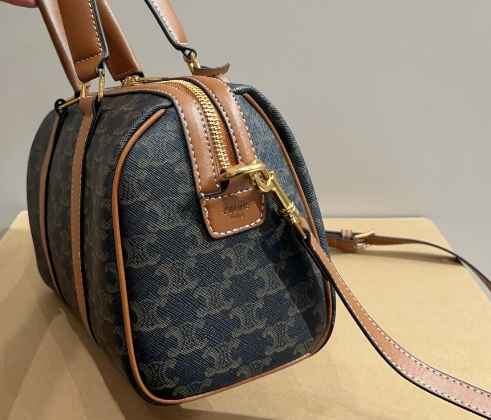 CELINE MEDIUM BOSTON IN Triomphe Canvas and calfskin