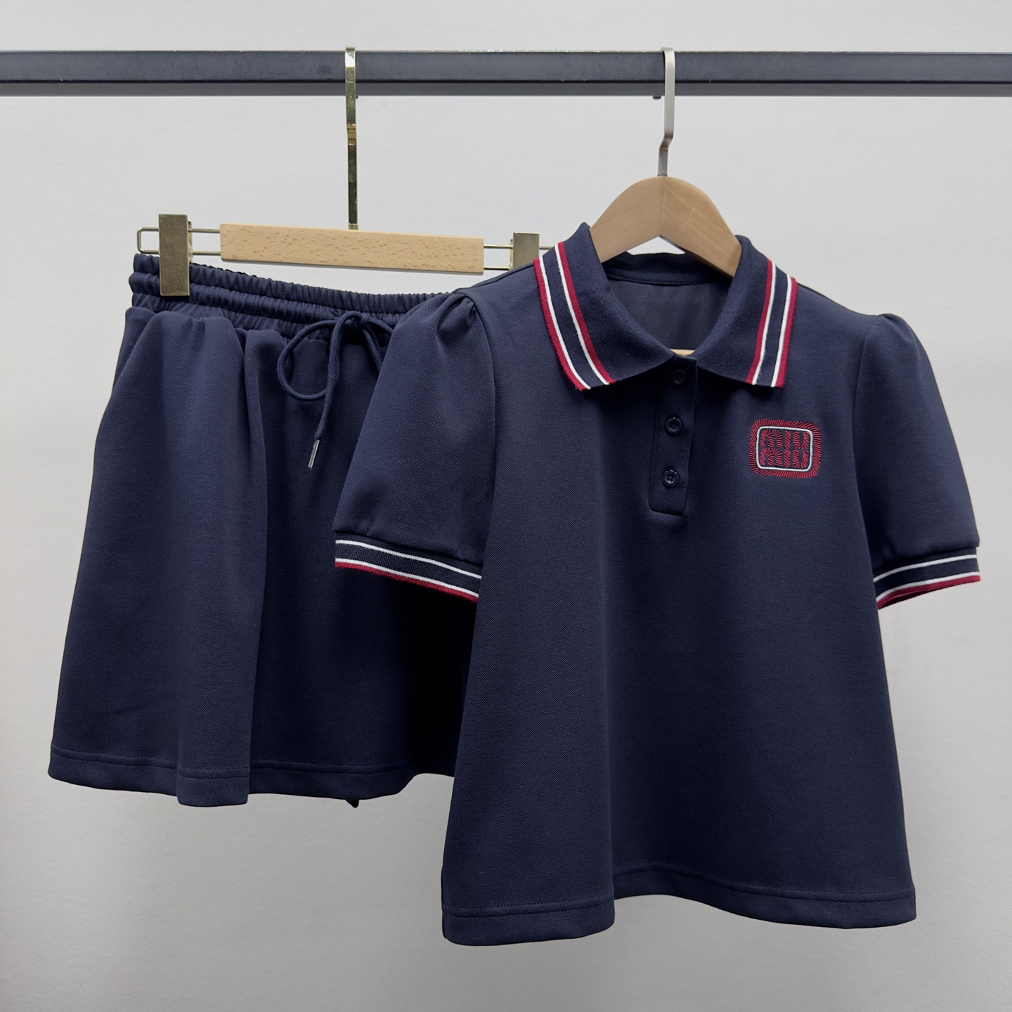 MIUMIU- Letter Embroidery Youthful Set-NAVY