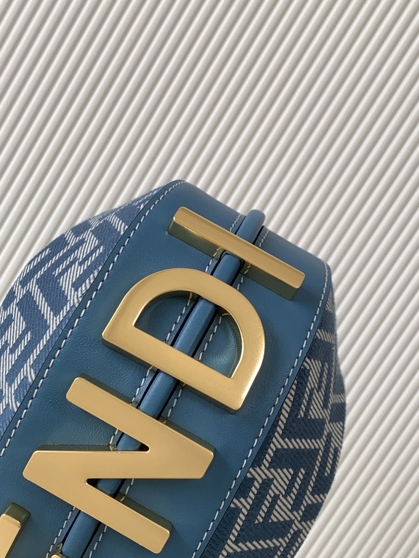 Fendigraphy Mini Blue denim-effect FF jacquard mini-bag