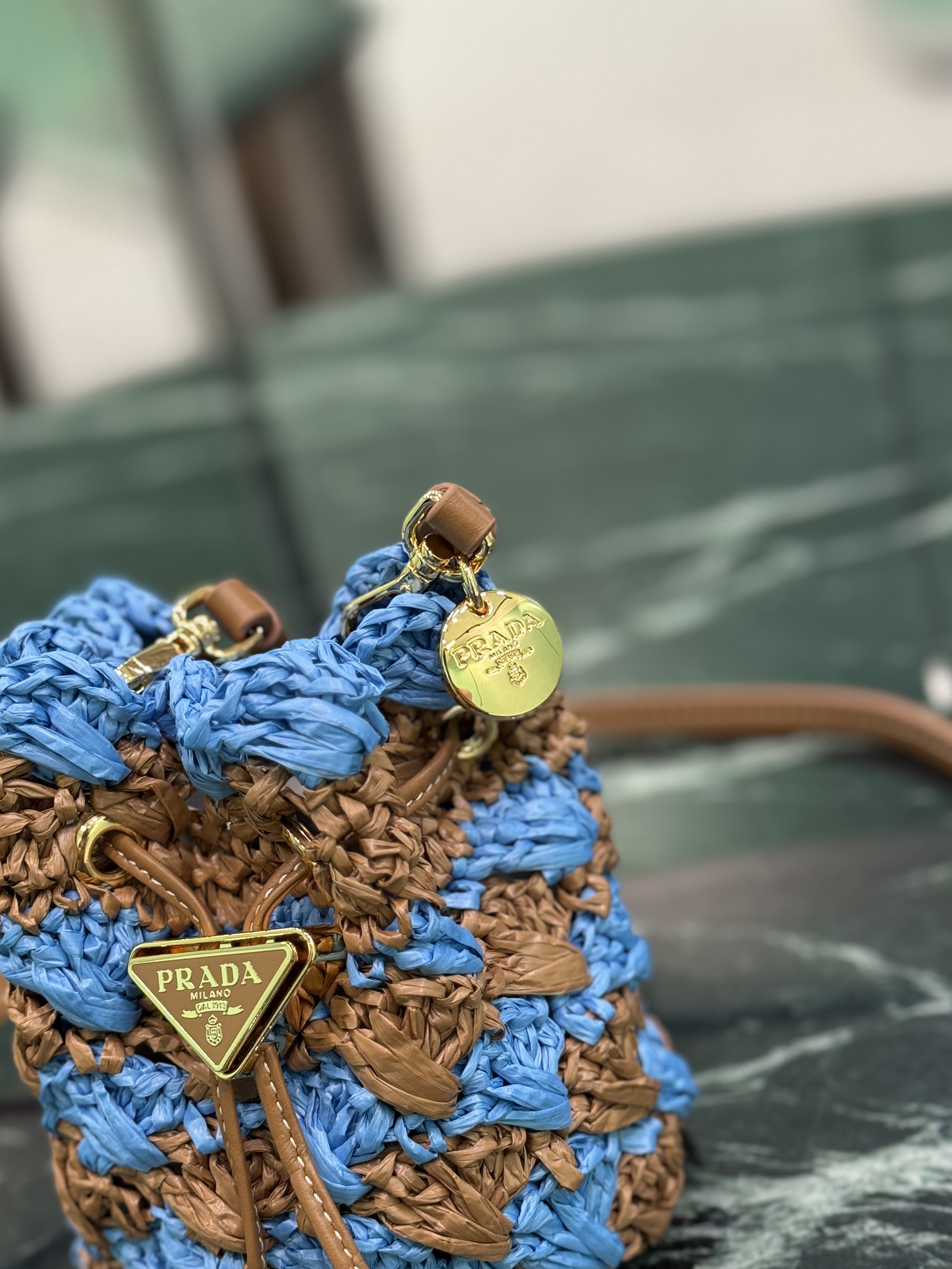 Prada Woven Mini Bucket Bag