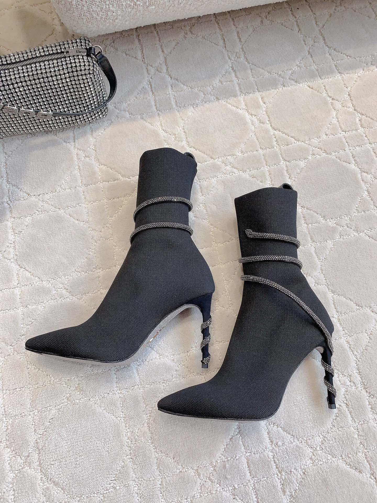 Ren* Caovill* high-heeled knit sock boots