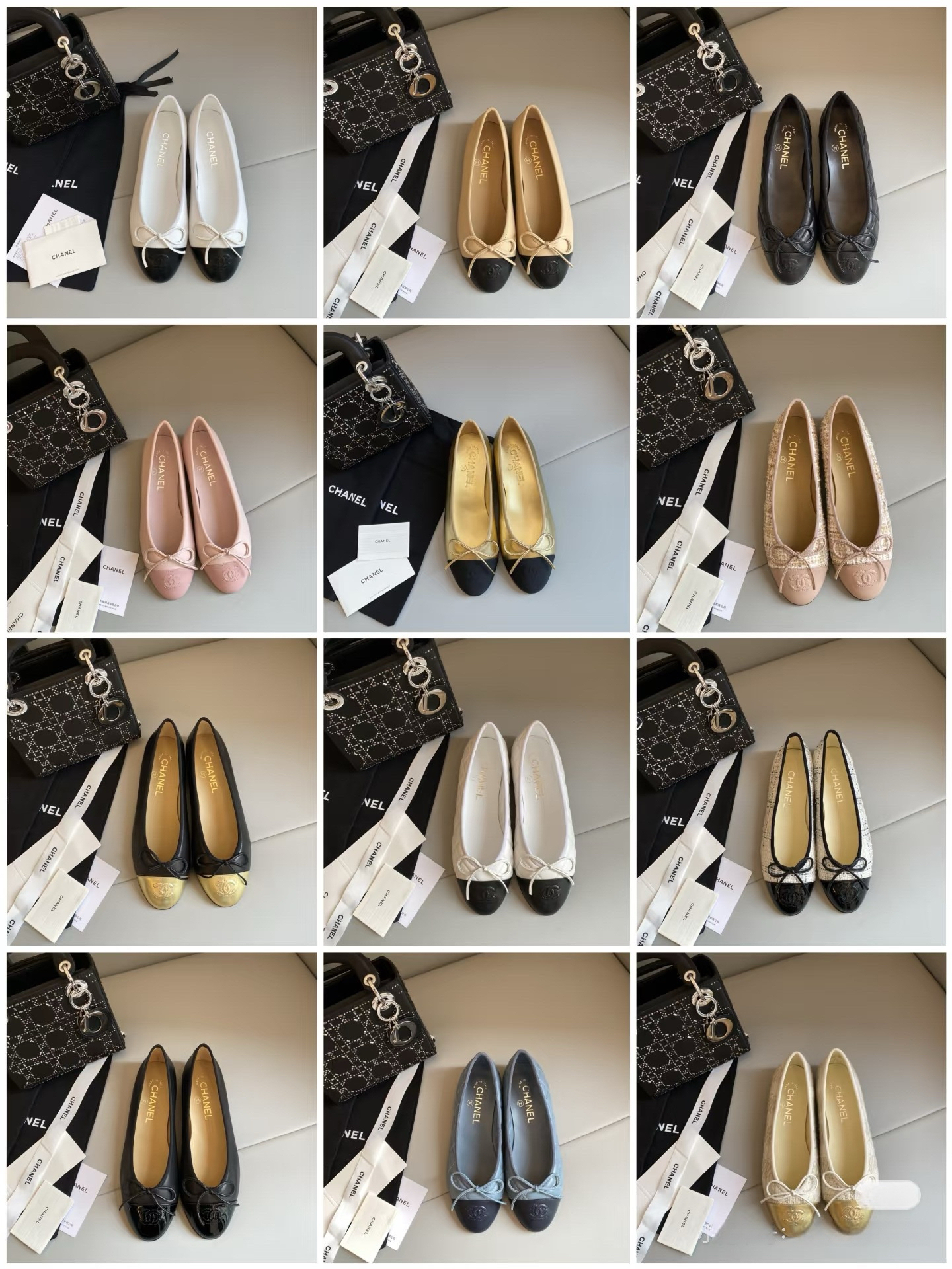 Chanel-Scarosso contrasting-toecap leather ballerina shoes