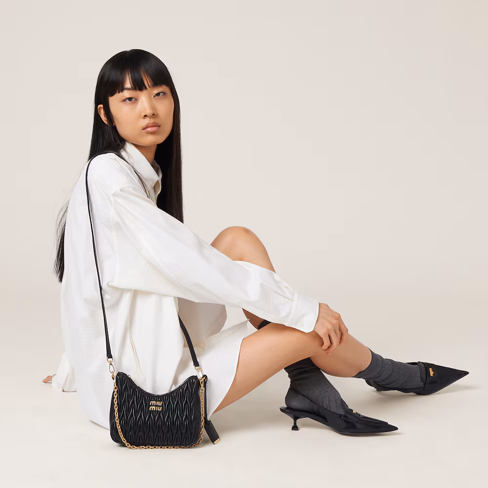 Matelassé nappa leather shoulder bag