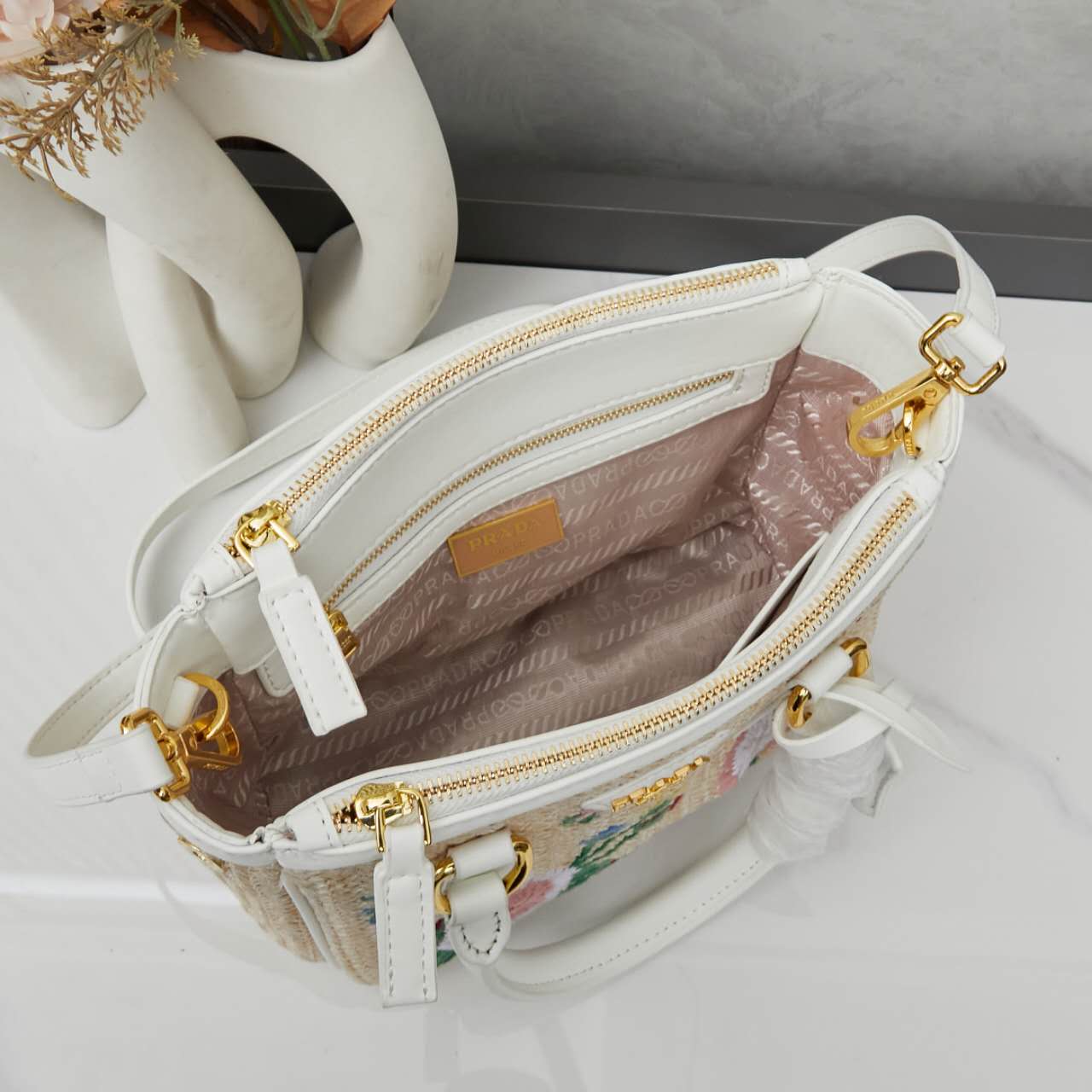 Prada stunning straw bag