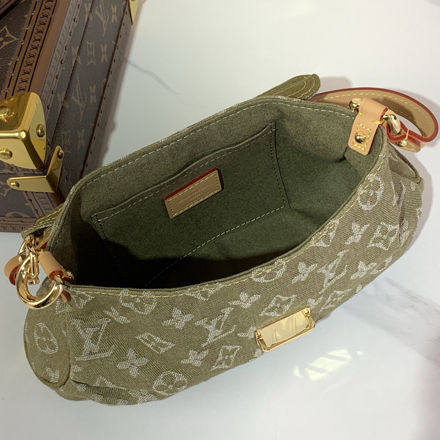 Vintage Louis Vuitton Green Monogram Denim Mini Pleaty Bag