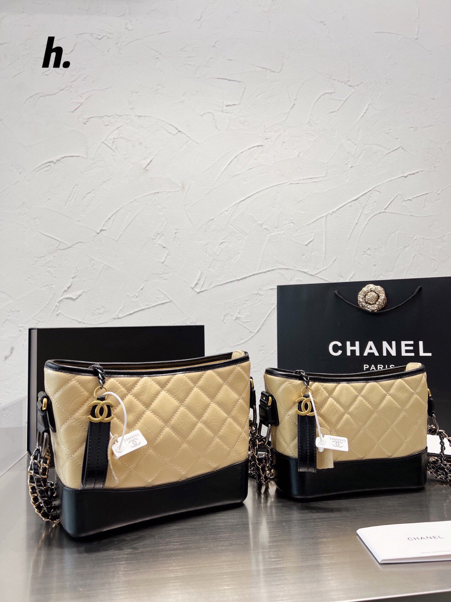 Chanel Gabrielle - Quilted Calfskin Hobo Black Gold Hardware