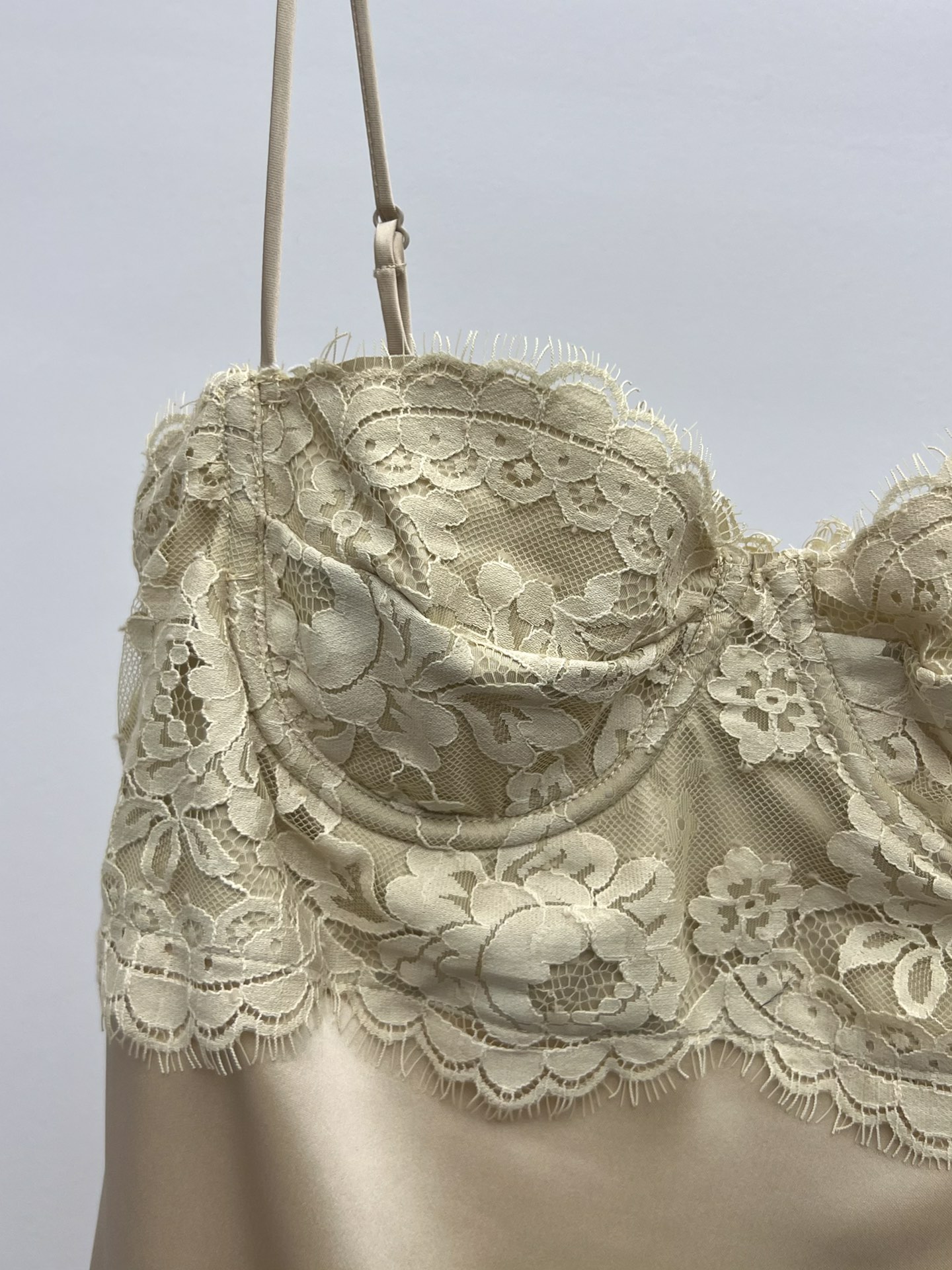 Saint Lauren-Inspired Lace-Trimmed Acetate Slip Dress