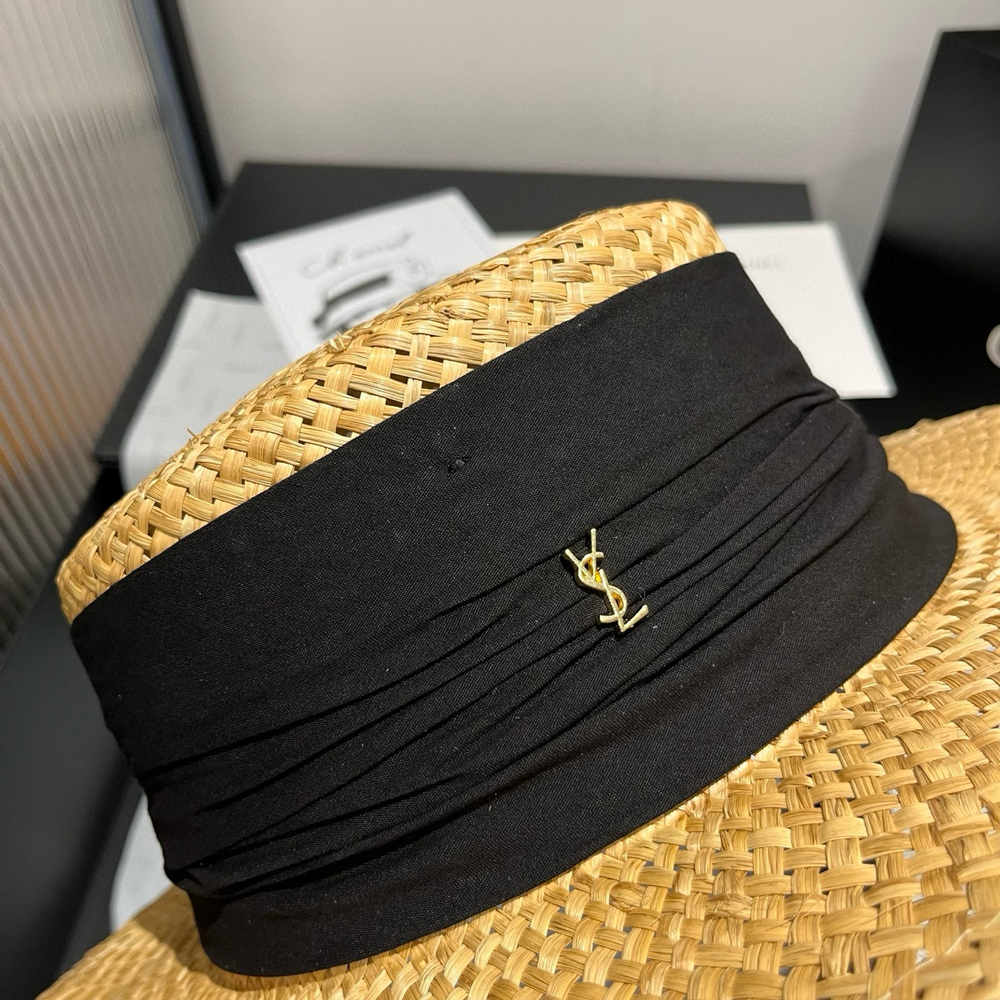YSL Saint Laurent New Arrival Flat-Top Straw Hat
