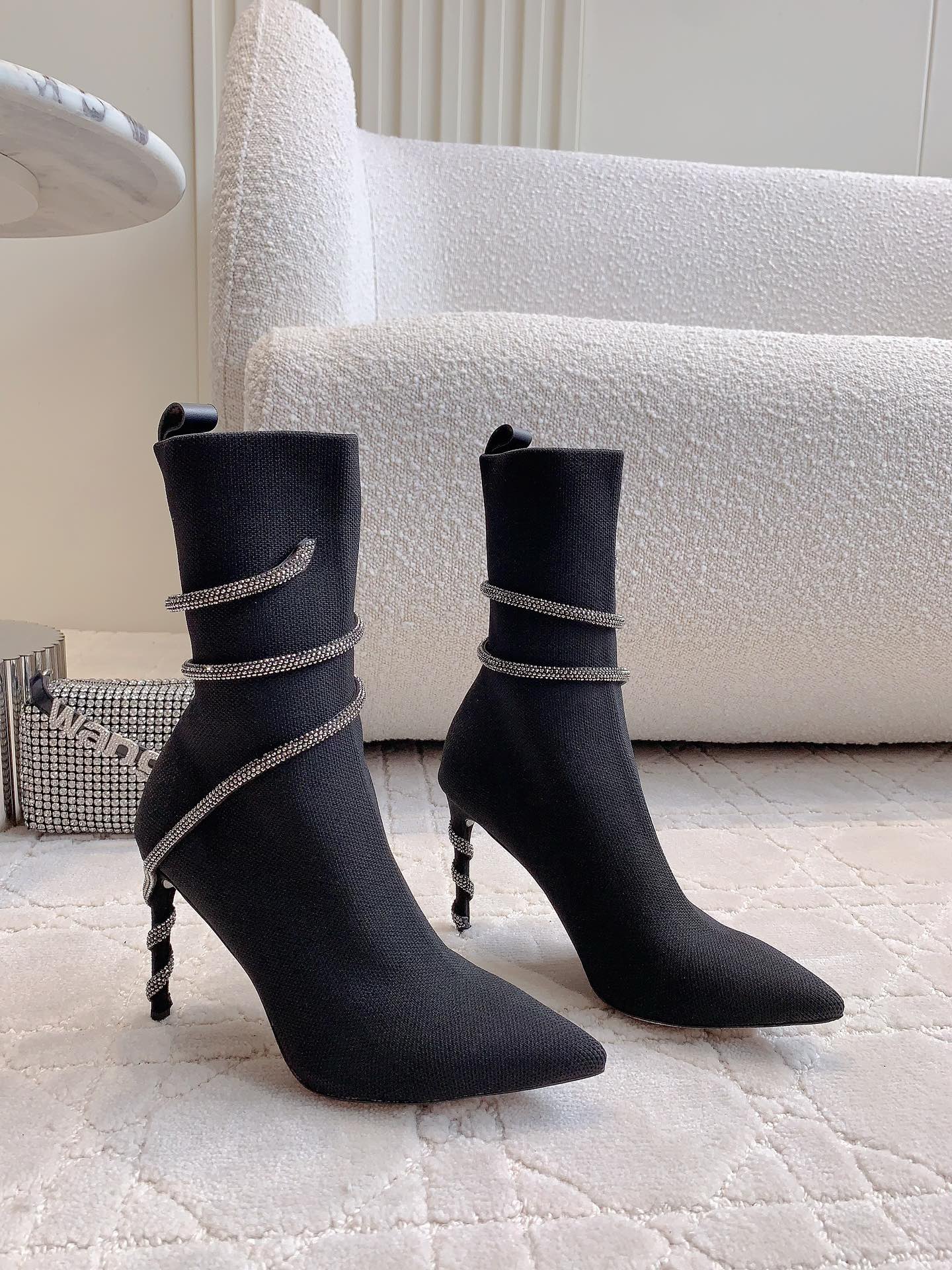 Ren* Caovill* high-heeled knit sock boots