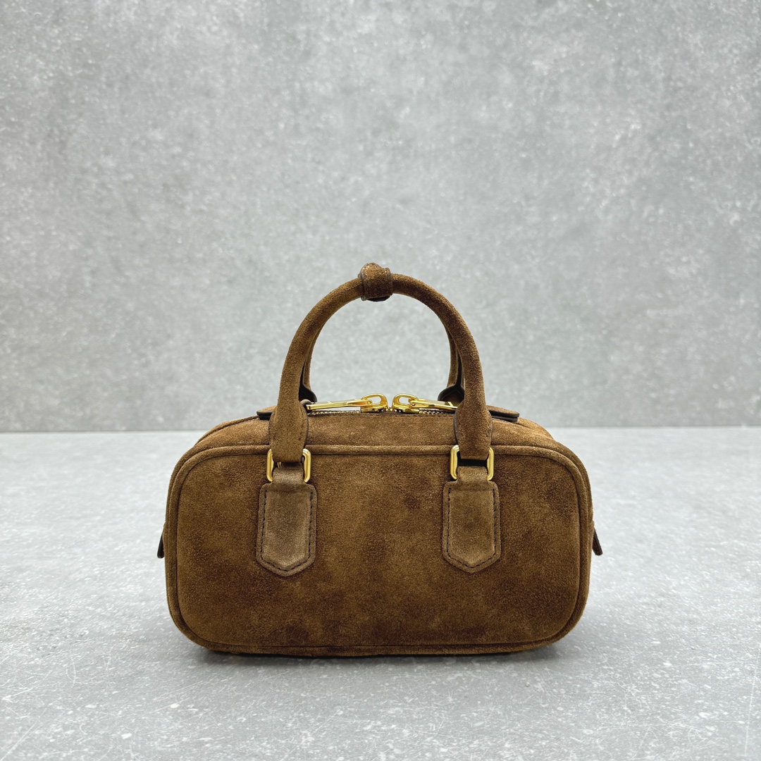 Arcadie padded suede handle bag-cocoa brown