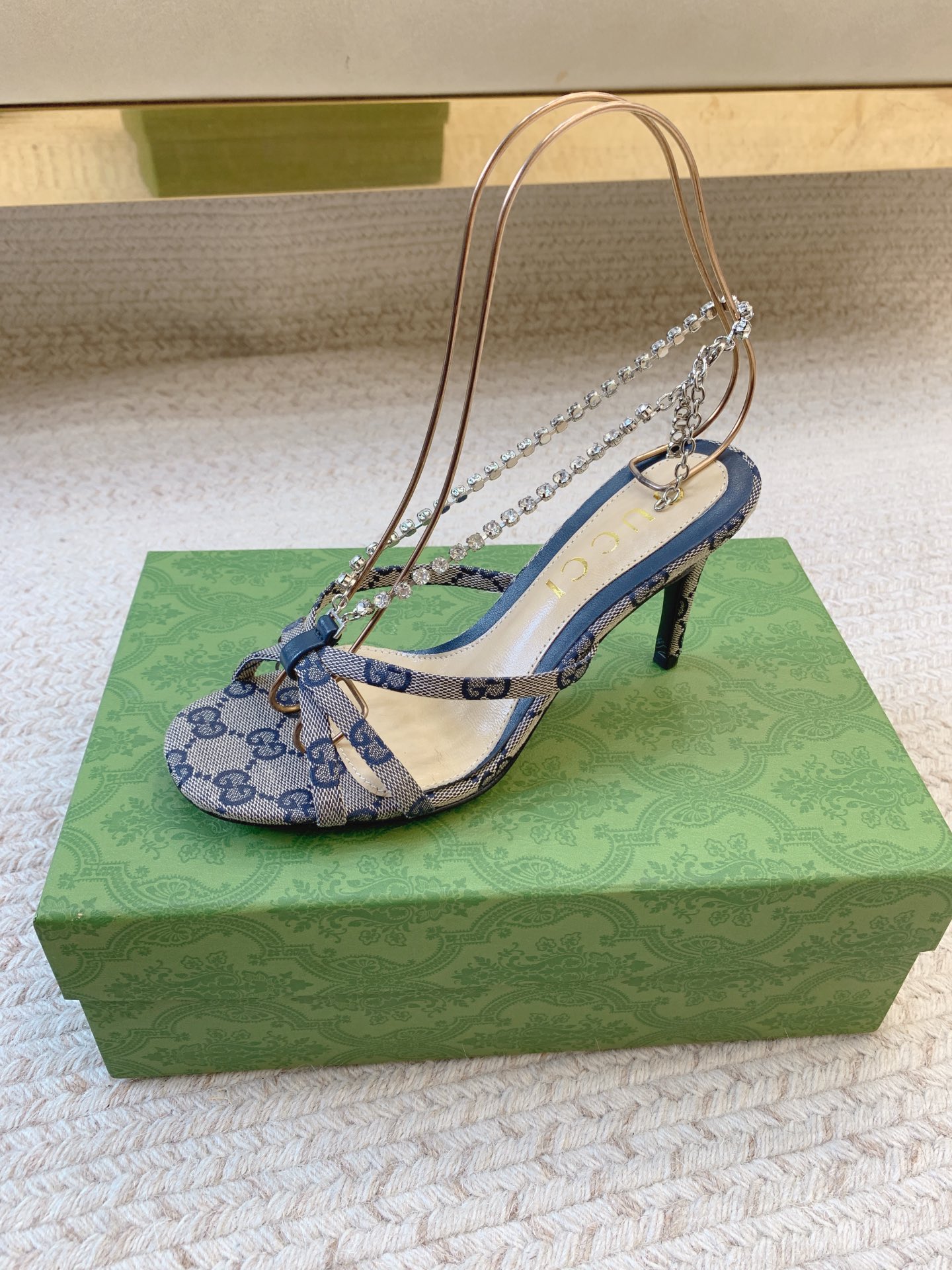 GUCCI Crystal Chain Stiletto Sandals