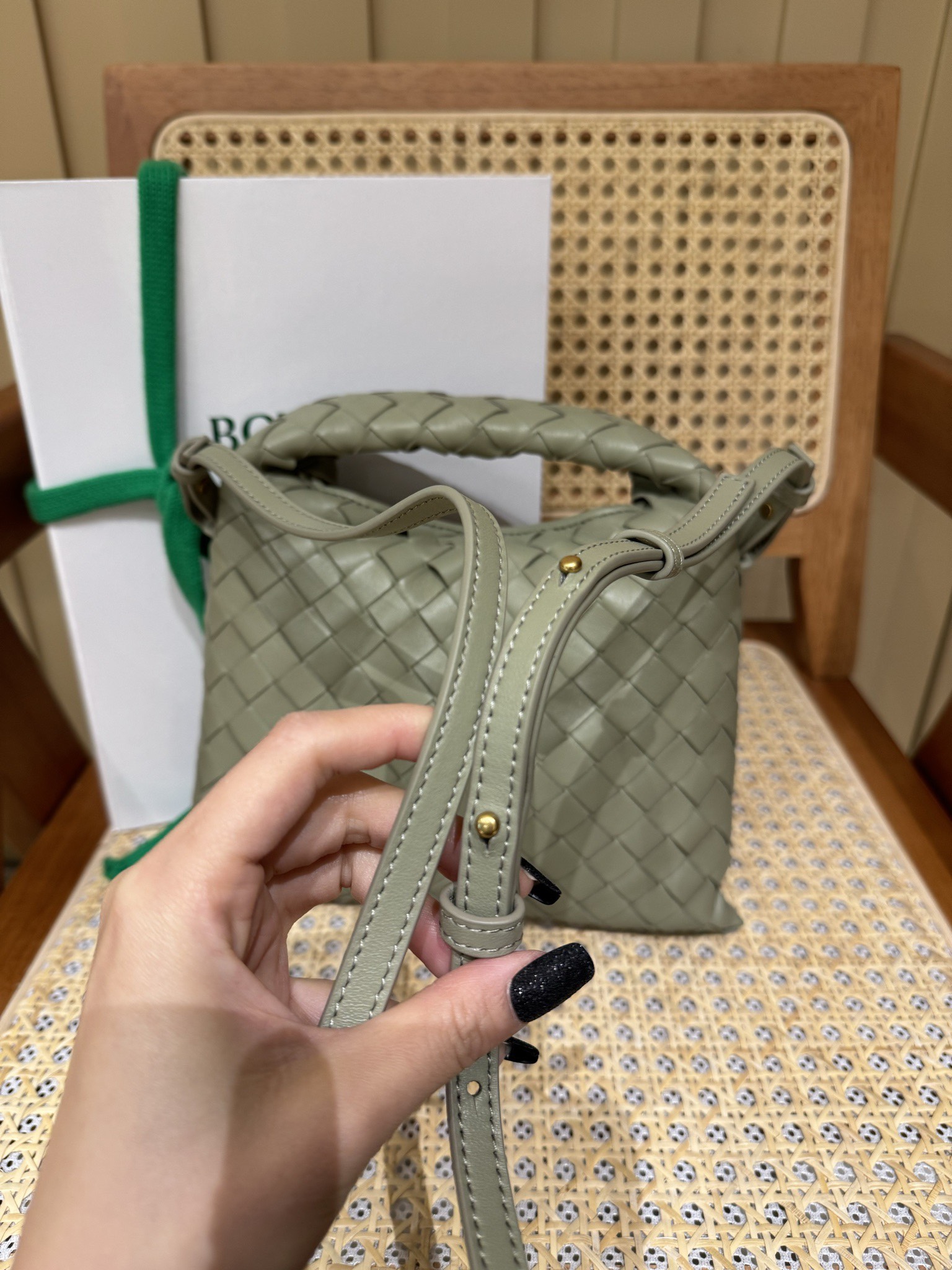 mini Hop crossbody bag Hole stone green