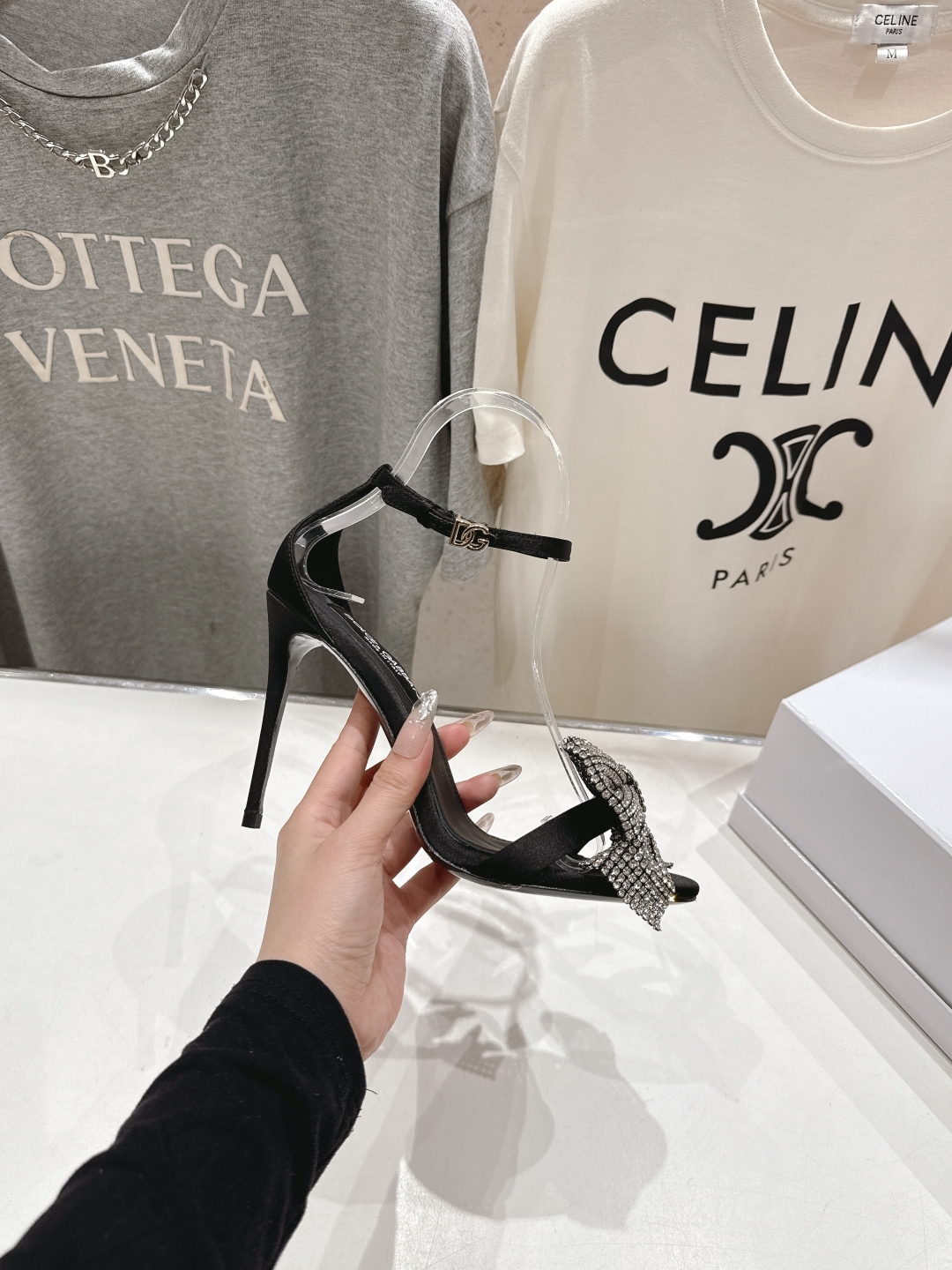 DOLCE&GABBANA Crystal-embellished satin pumps