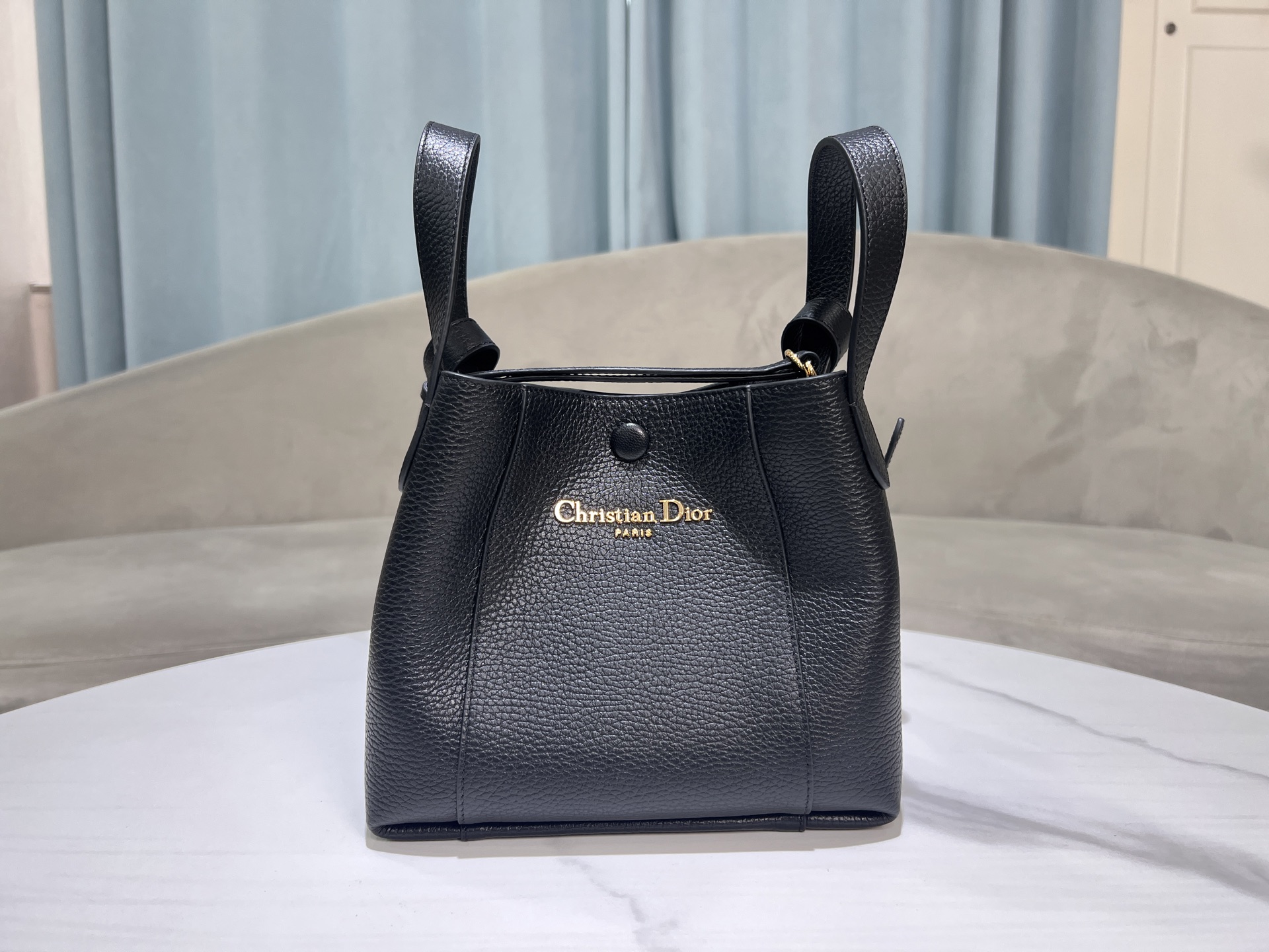 Dior Signature Bucket Bag in Black Leather