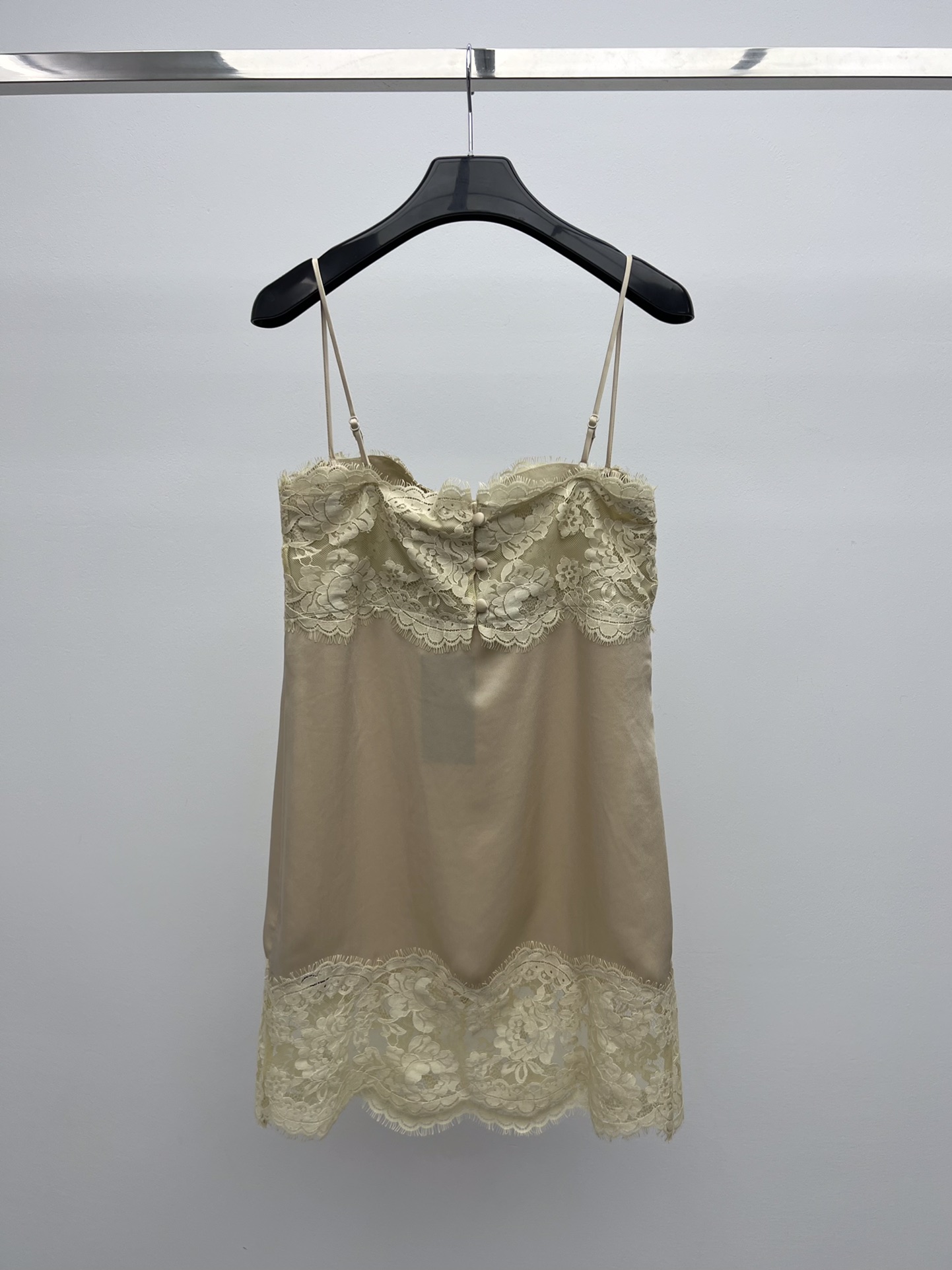 Saint Lauren-Inspired Lace-Trimmed Acetate Slip Dress