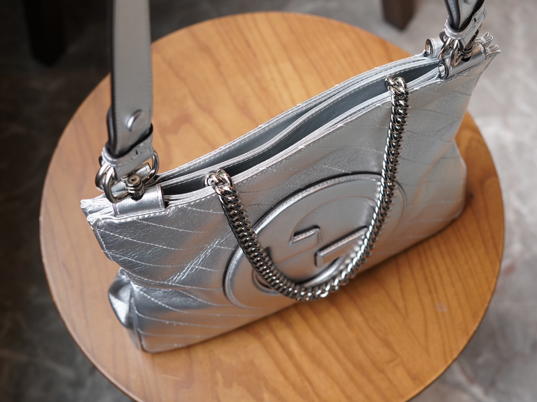 GUCCI BLONDIE SMALL TOTE BAG-Silver-751518