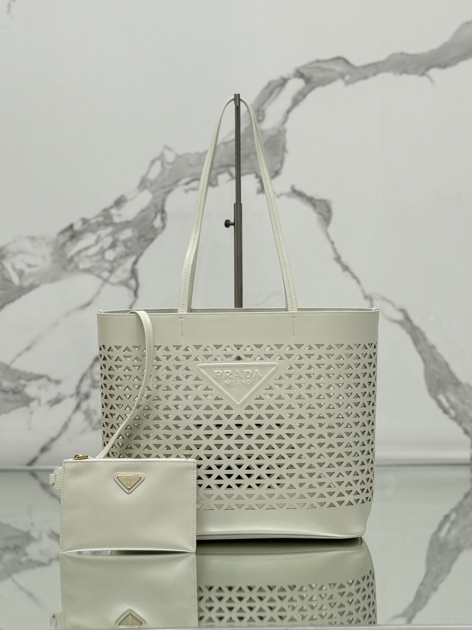 Prada-Laser-Cut Leather Tote Bag