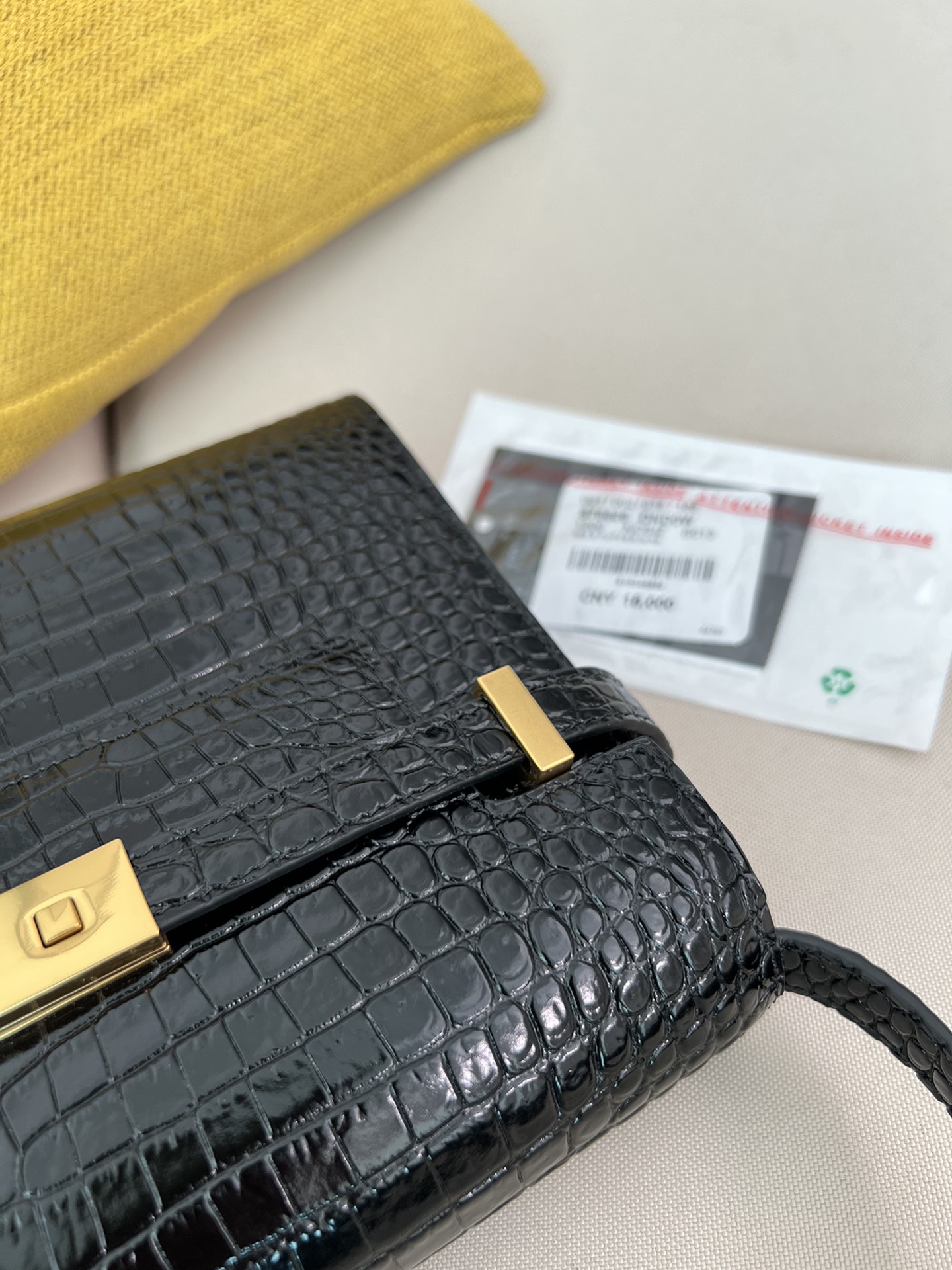 YSL-Manhattan small crocodile-effect leather shoulder bag