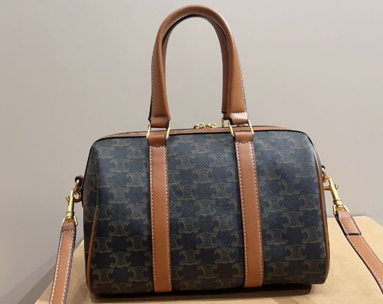 CELINE MEDIUM BOSTON IN Triomphe Canvas and calfskin