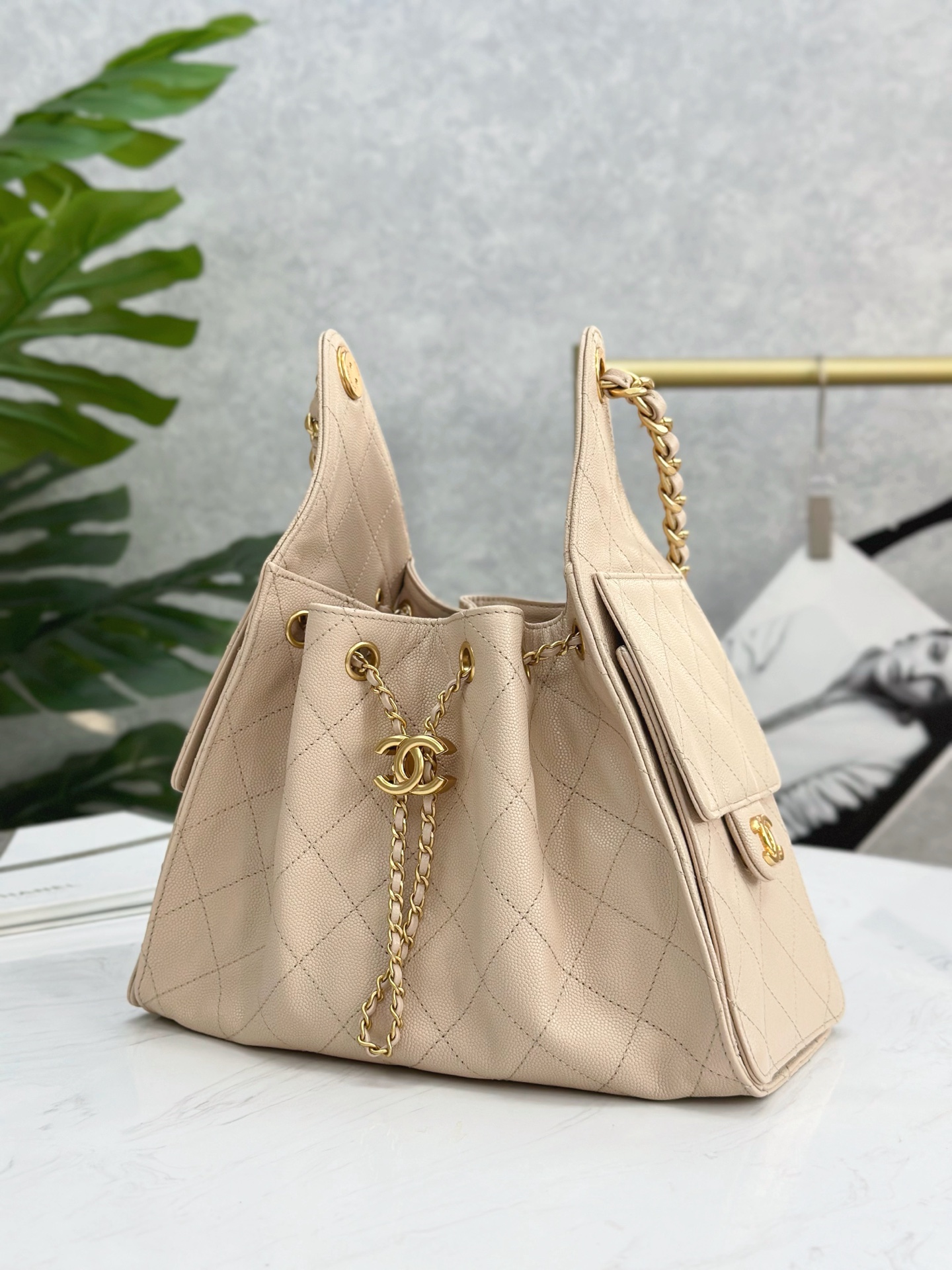 Chanel 25C New Quilted Leather Hobo Bag