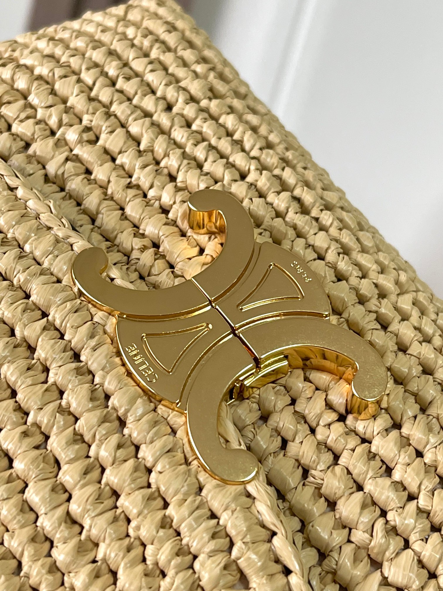 CELINE TEEN NINO BAG IN Raffia and calfskin