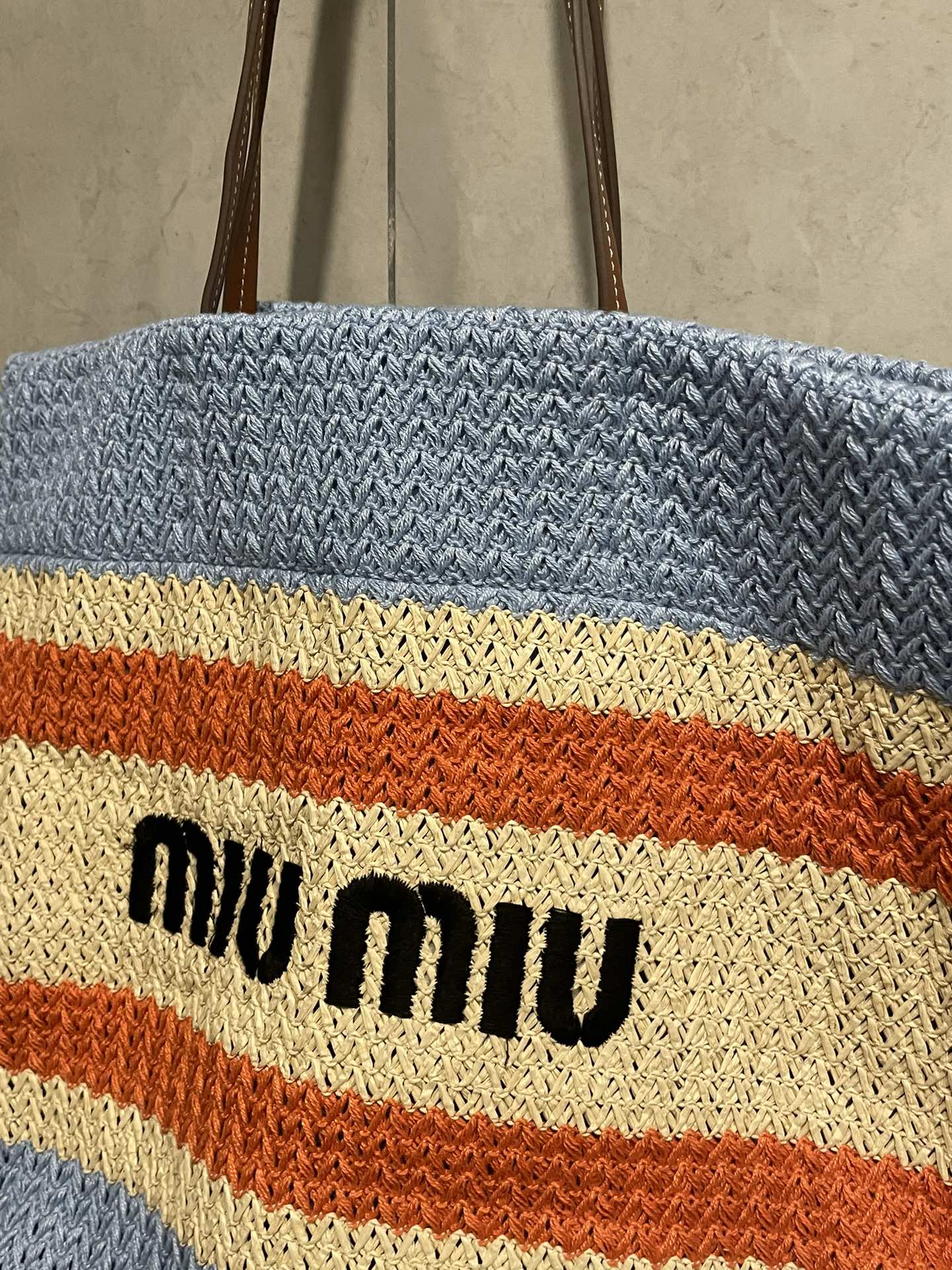 Miu Miu-Raffia woven tote bag