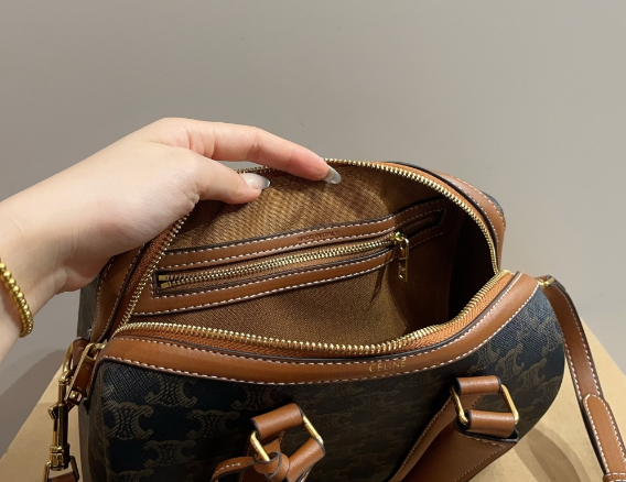 CELINE MEDIUM BOSTON IN Triomphe Canvas and calfskin