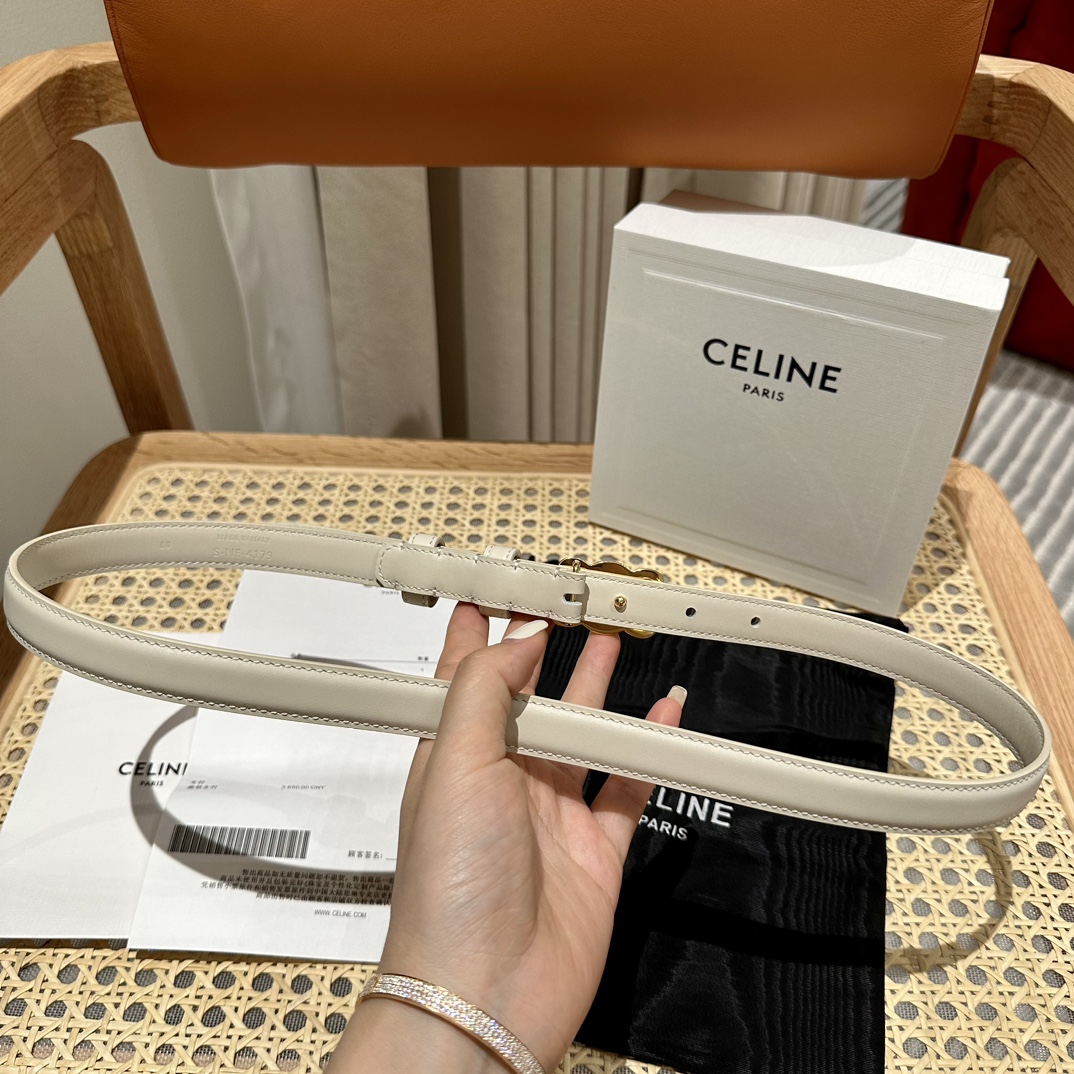 Celine Triomphe Belt in Taurillon Leather