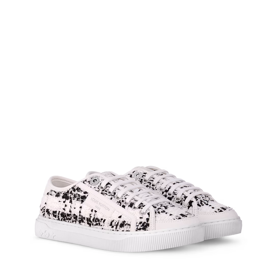 LV Lagoon Denim Monogram Embossed Canvas Skate Sneakers.