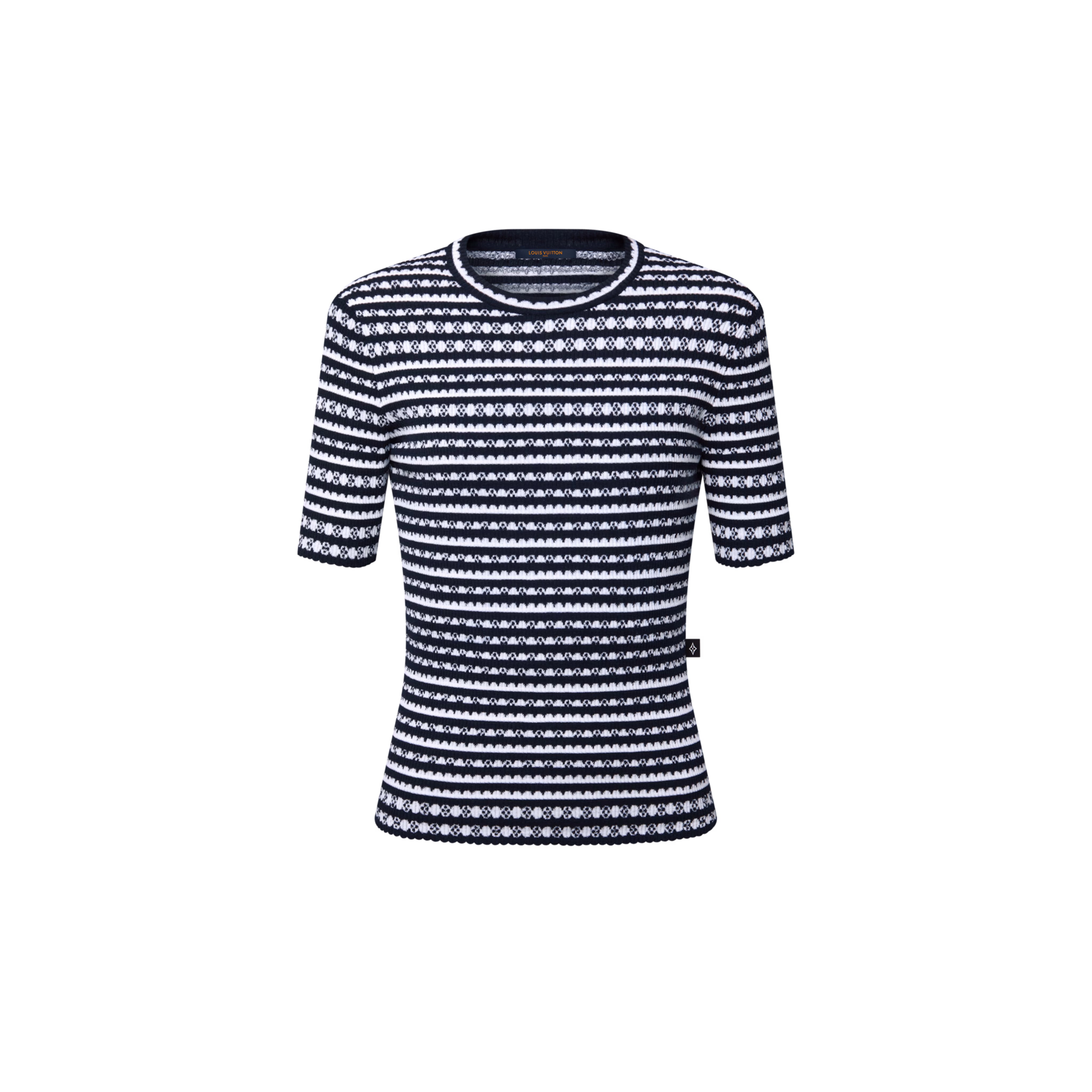 LV 1AHJ16 Scallop Stripe Knit Top