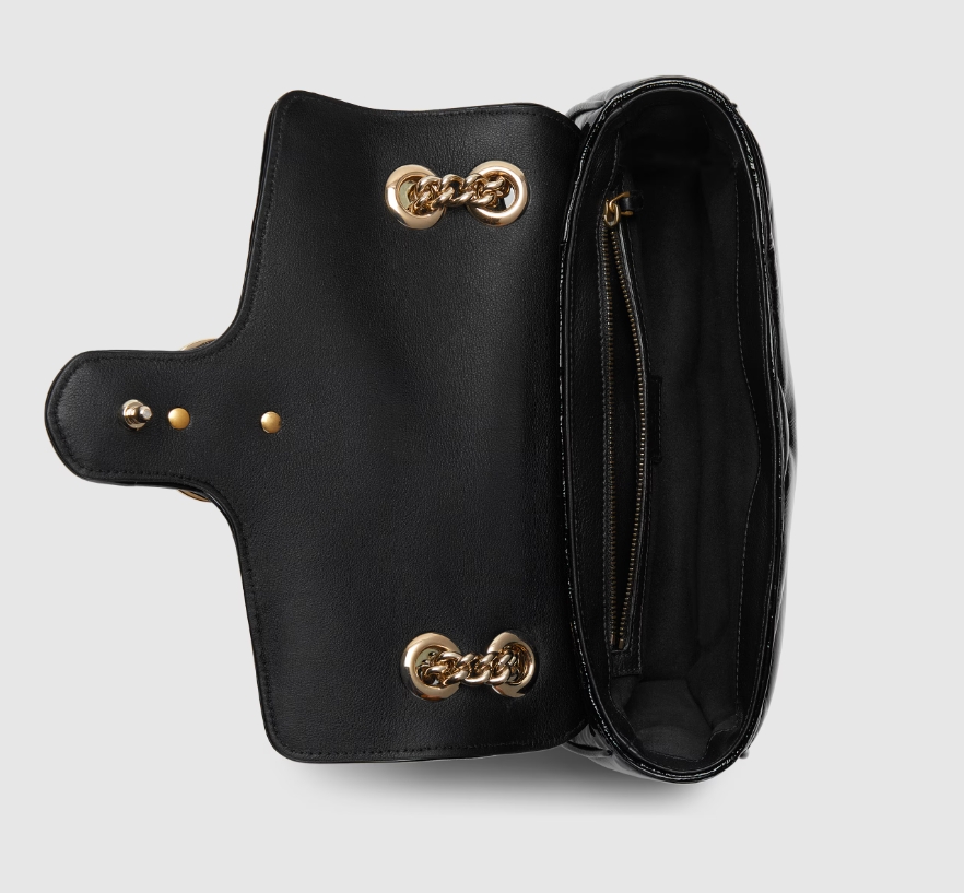 GG MARMONT SMALL SHOULDER BAG-Patent Black-443497